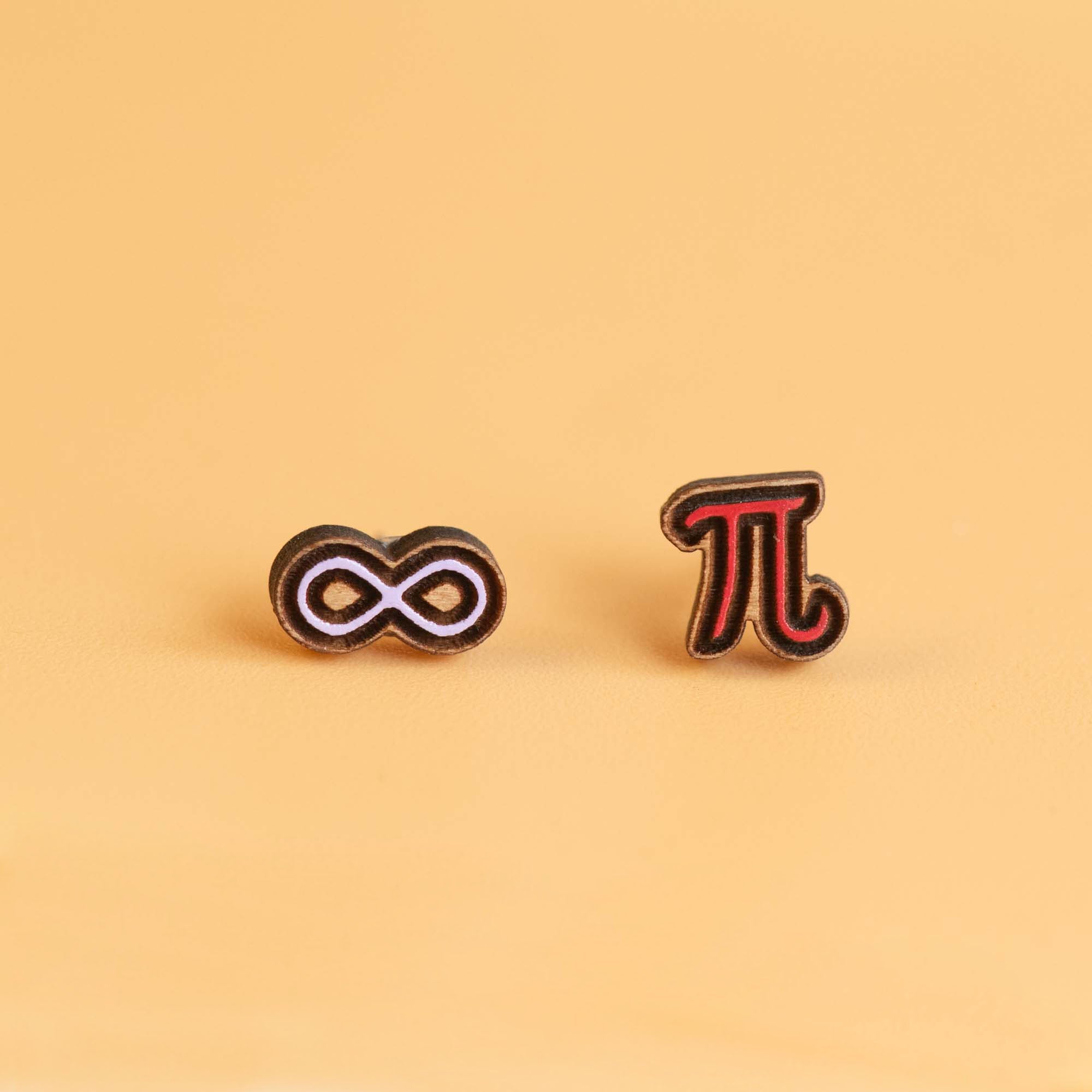 Hand - Painted Pi Infinity Wooden Earrings - PET15239 - Robin Valley Official Store