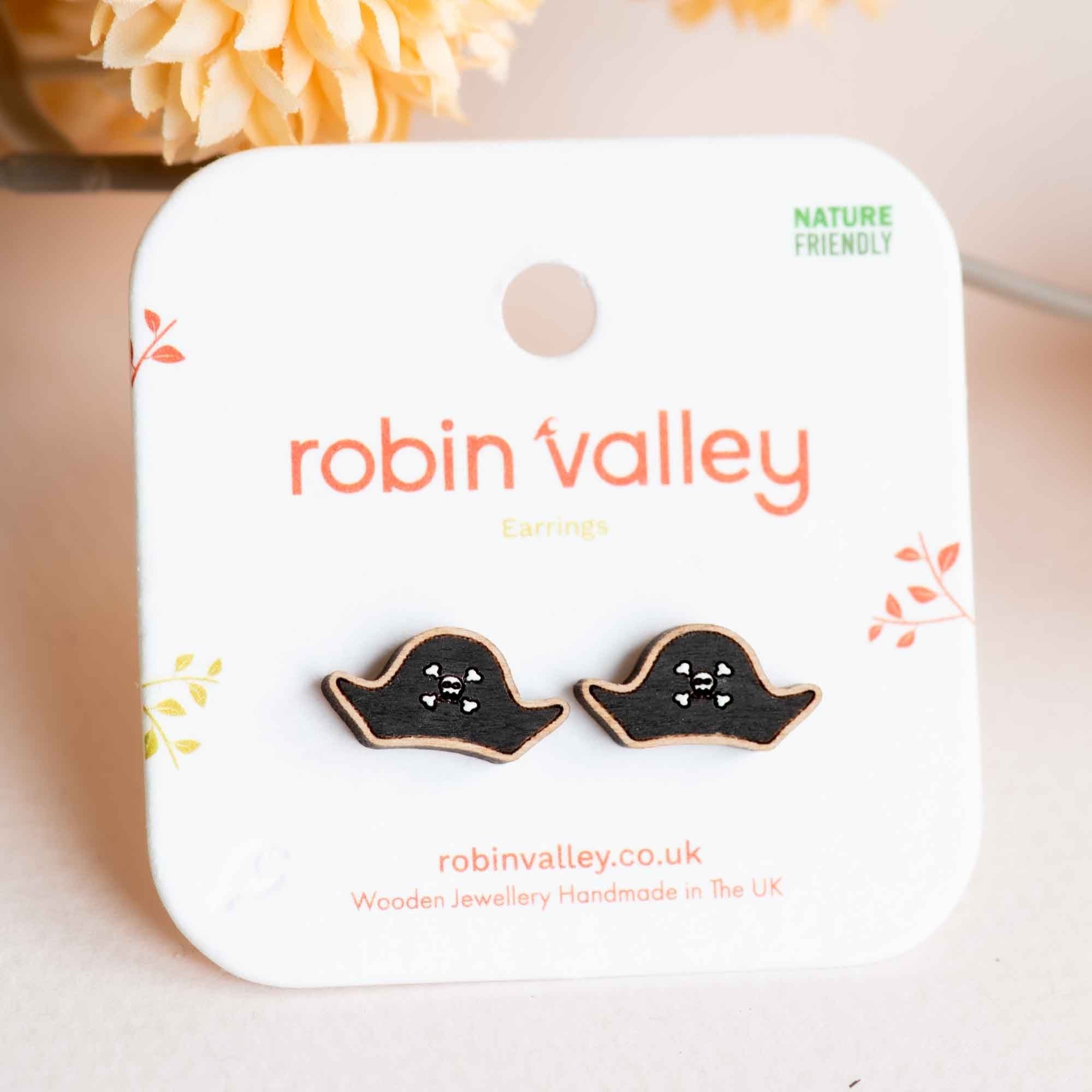 Hand - painted Pirate Hat Stud Earrings - PET15308 - Robin Valley Official Store