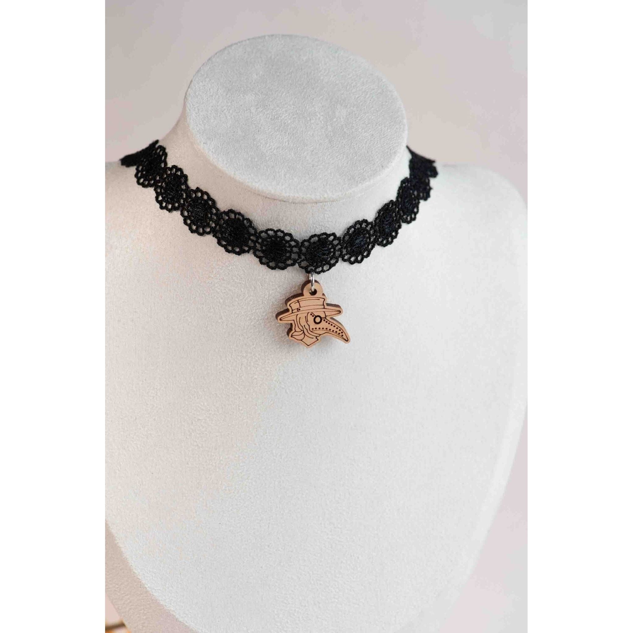 Hand Painted Plague Doctor Wooden Choker - CHT85005 - Robin Valley Official Store