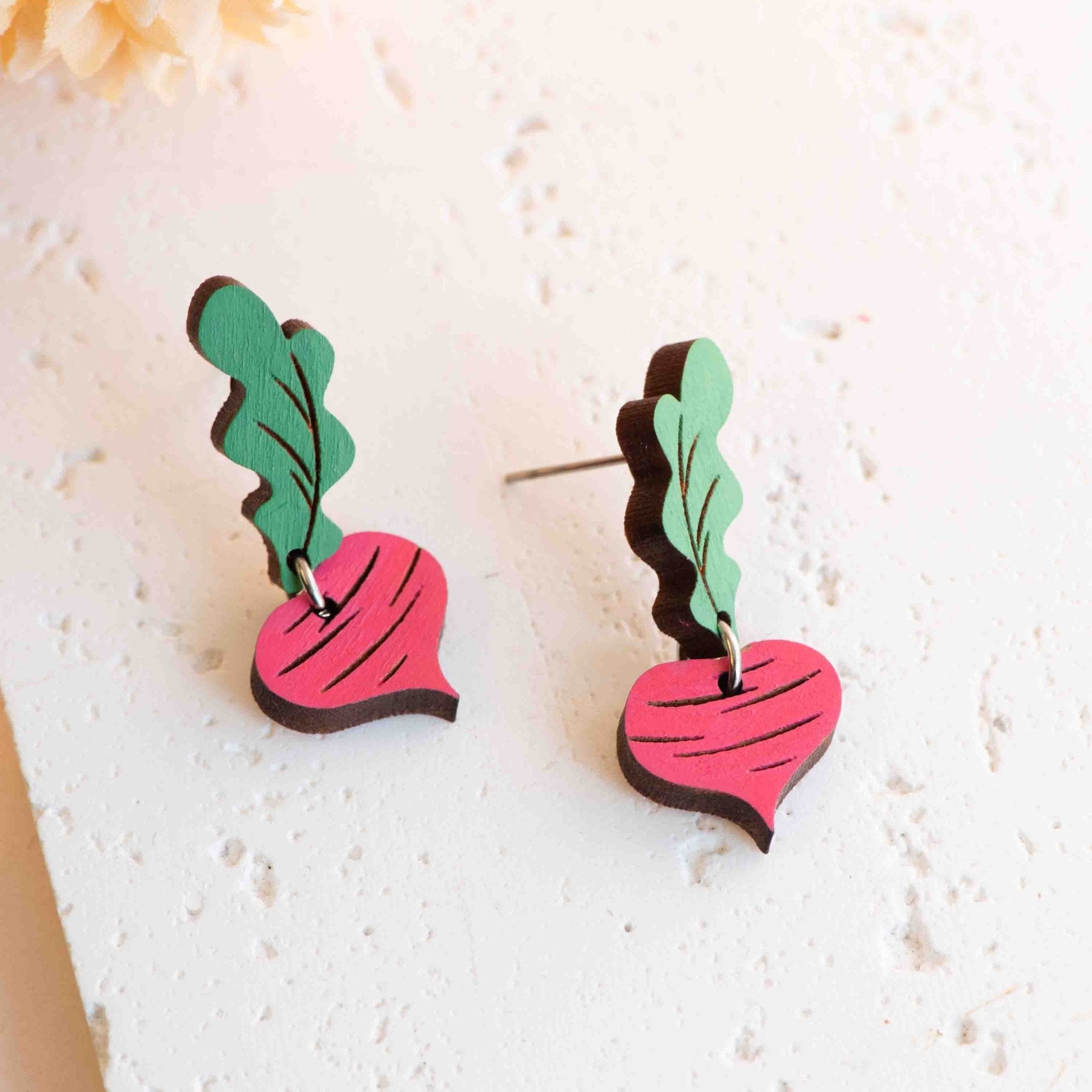 Hand - painted Radish Drop Earrings - PEO14234D - Robin Valley Official Store