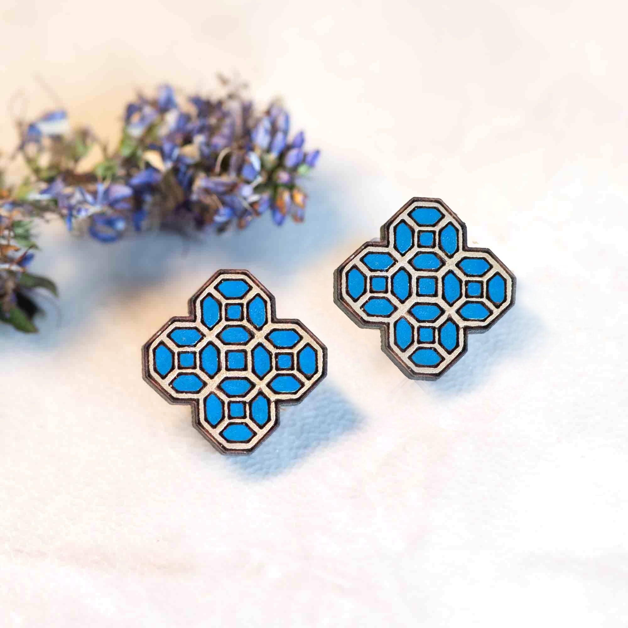 Hand - painted Royal Blue Chinese New Year Fortune Coin Earrings - PET15222 - Robin Valley Official Store