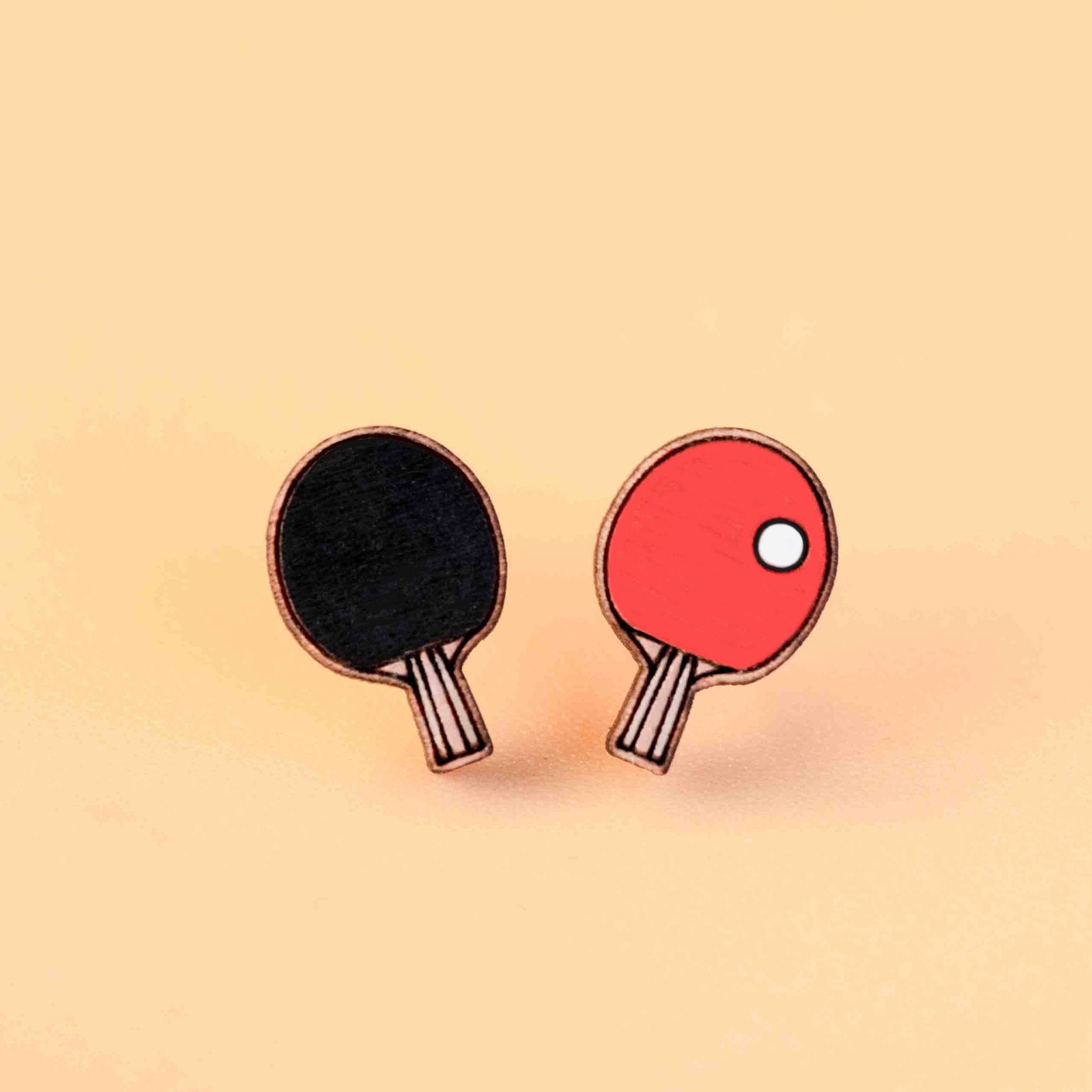 Hand - painted Table Tennis Earrings Wooden Jewellery - PET15372 - Robin Valley Official Store