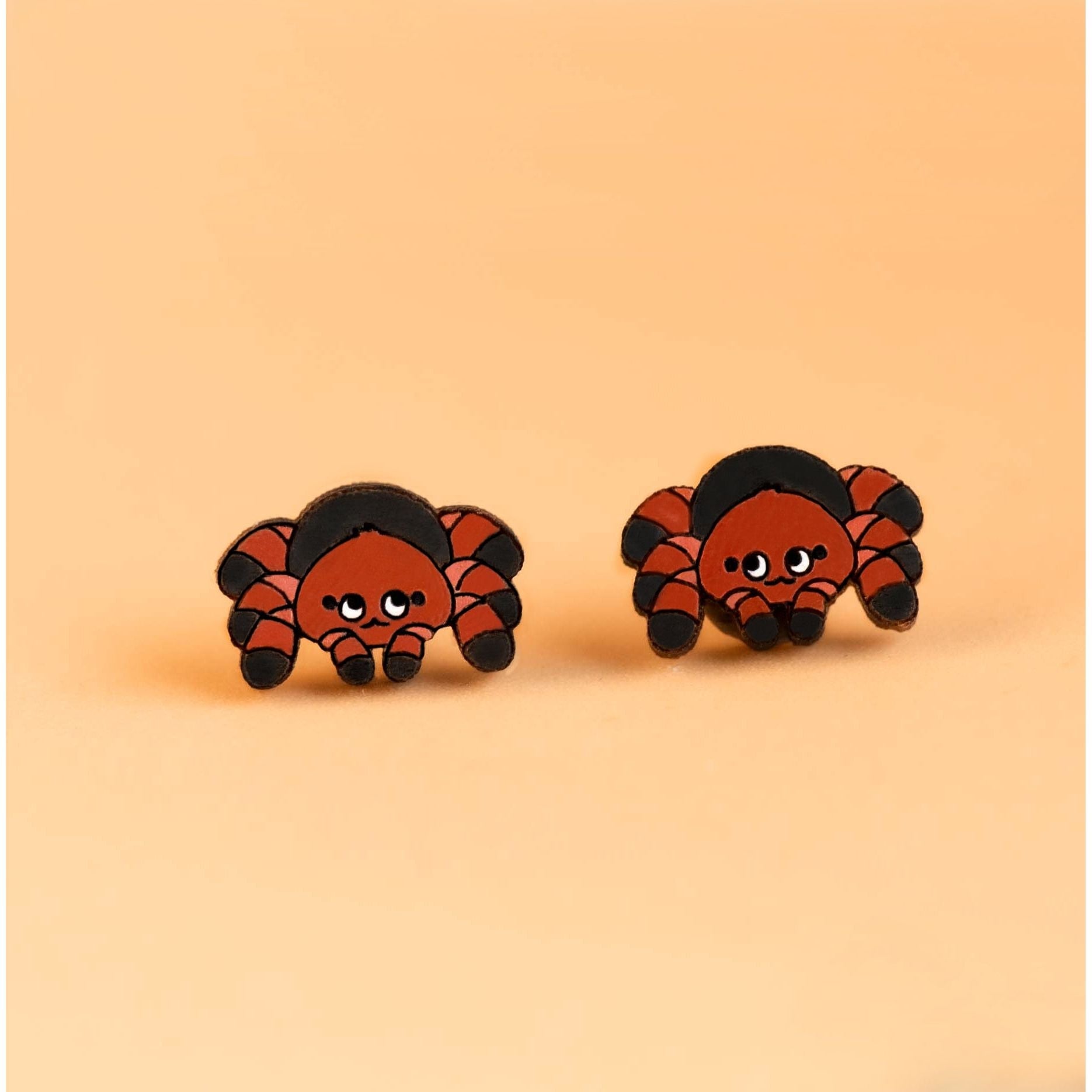 Hand - painted Tarantula Spider Wooden Stud Earrings - PEL10322 - Robin Valley Official Store