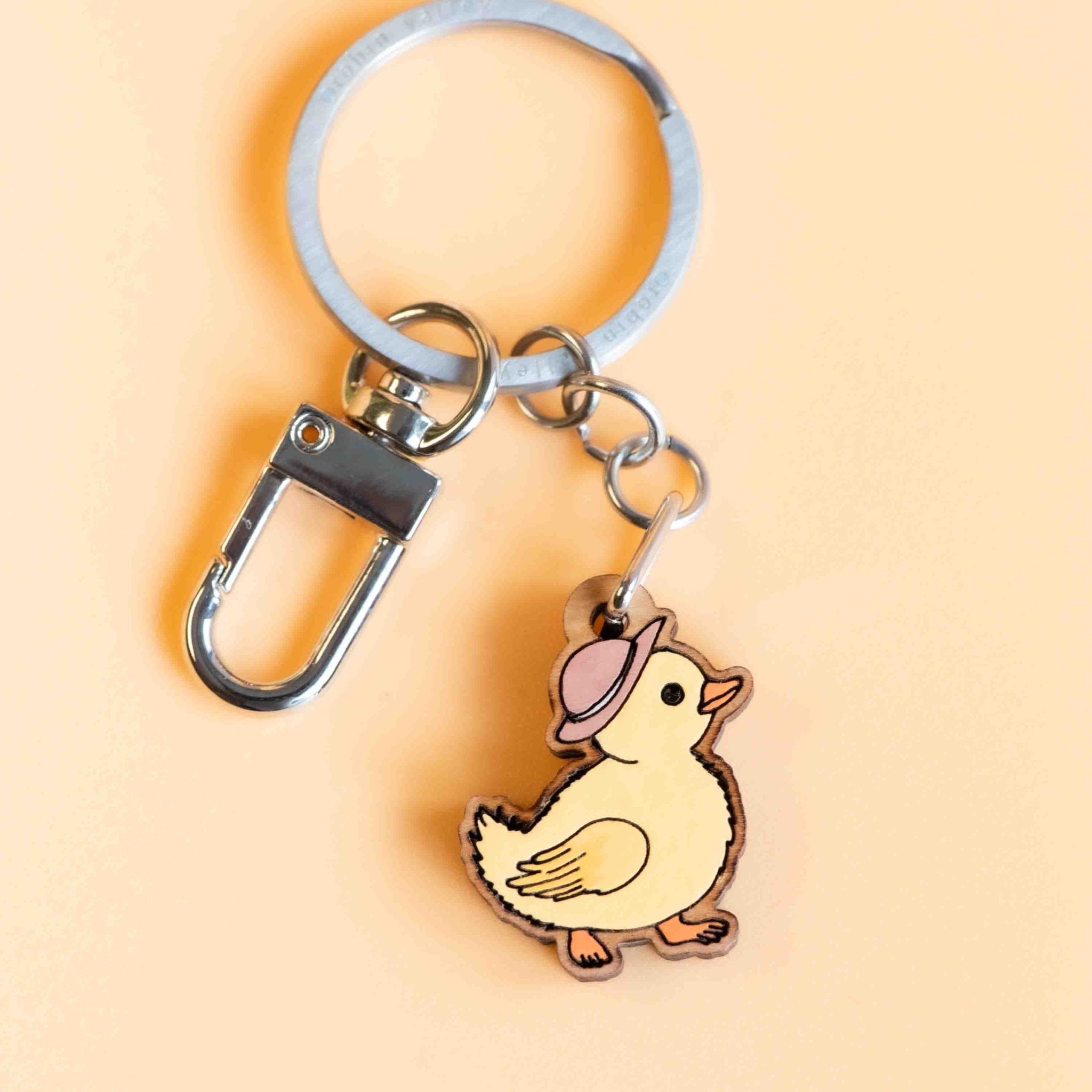 Hand - painted Walking Duckling Wooden Keyring - KB22096 - Robin Valley Official Store