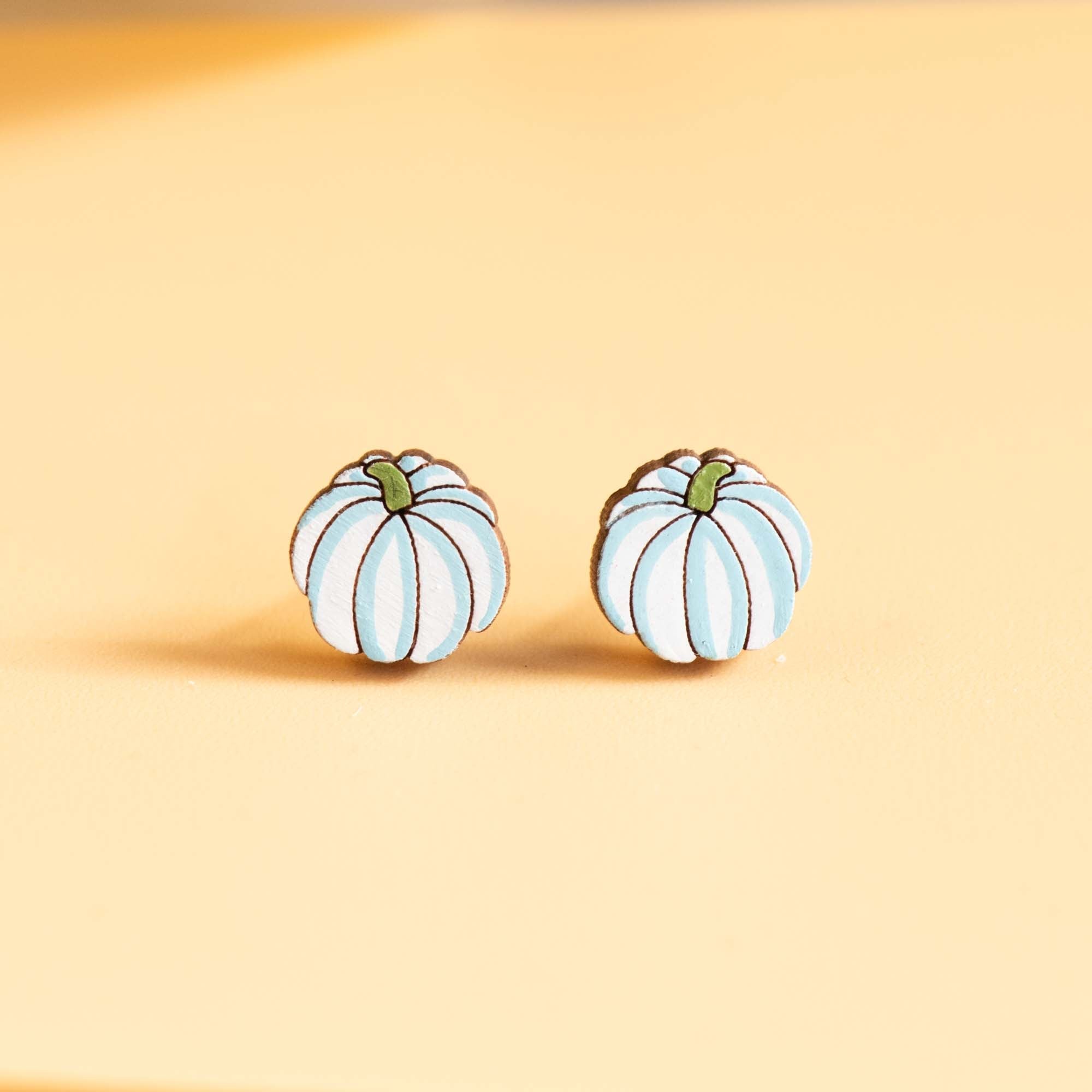 Hand - painted White Pumpkin Earrings Halloween Collection - PEO14149 - Robin Valley Official Store