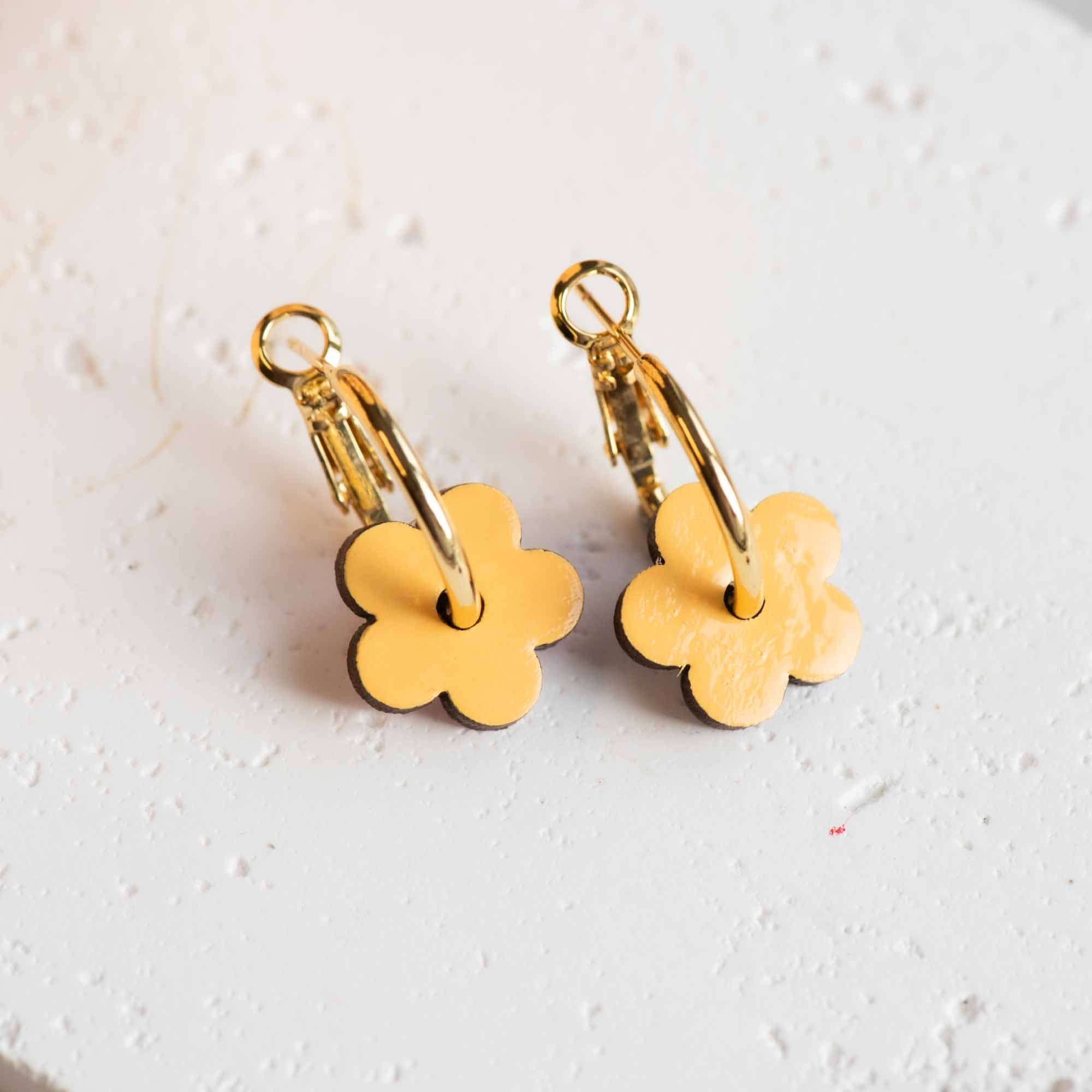 Hand - painted Wooden Double Sided Flower Hoop Earrings - PEO14113 - Robin Valley Official Store