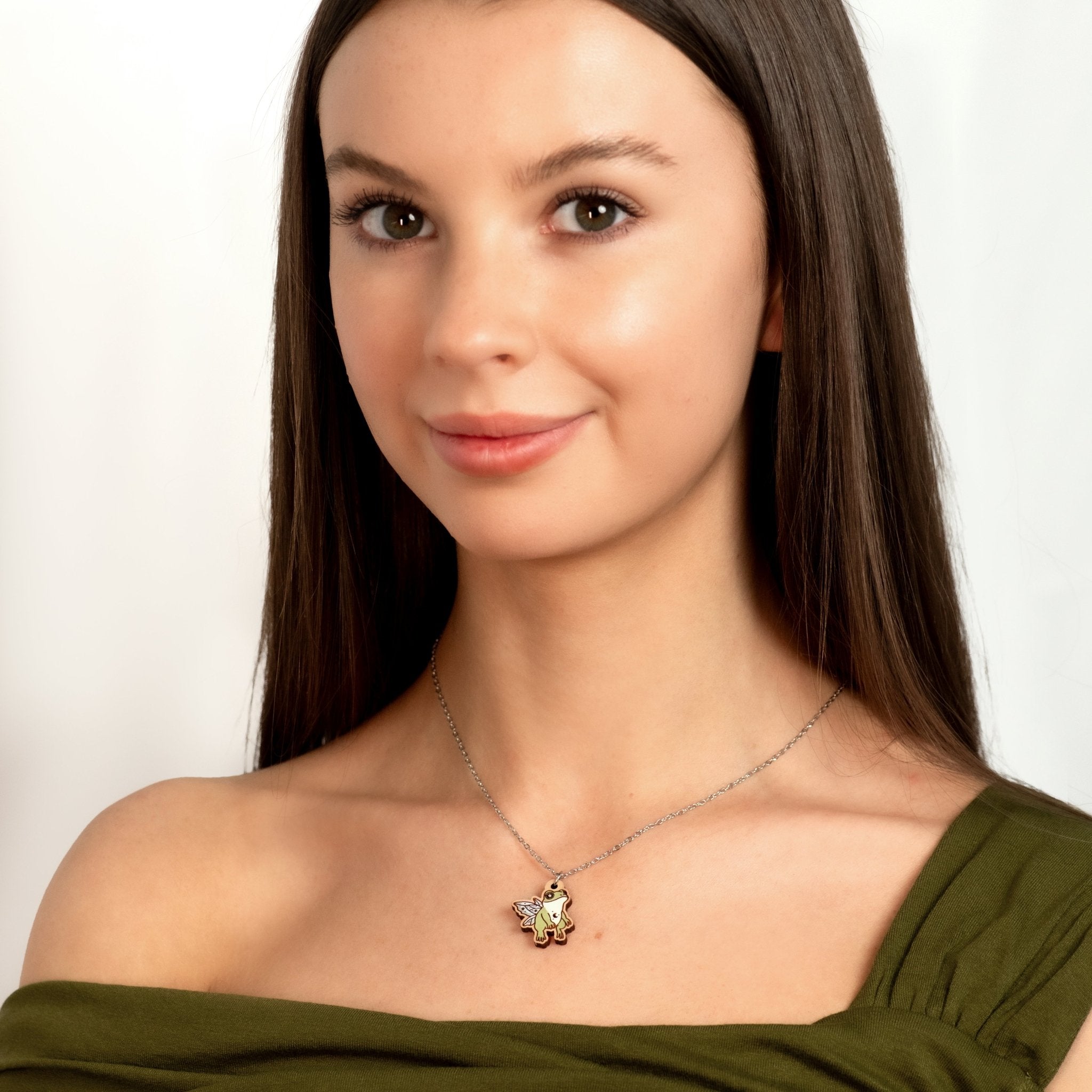 Hand - painted Wooden Fairy Frog Necklace - NL60253 - Robin Valley Official Store