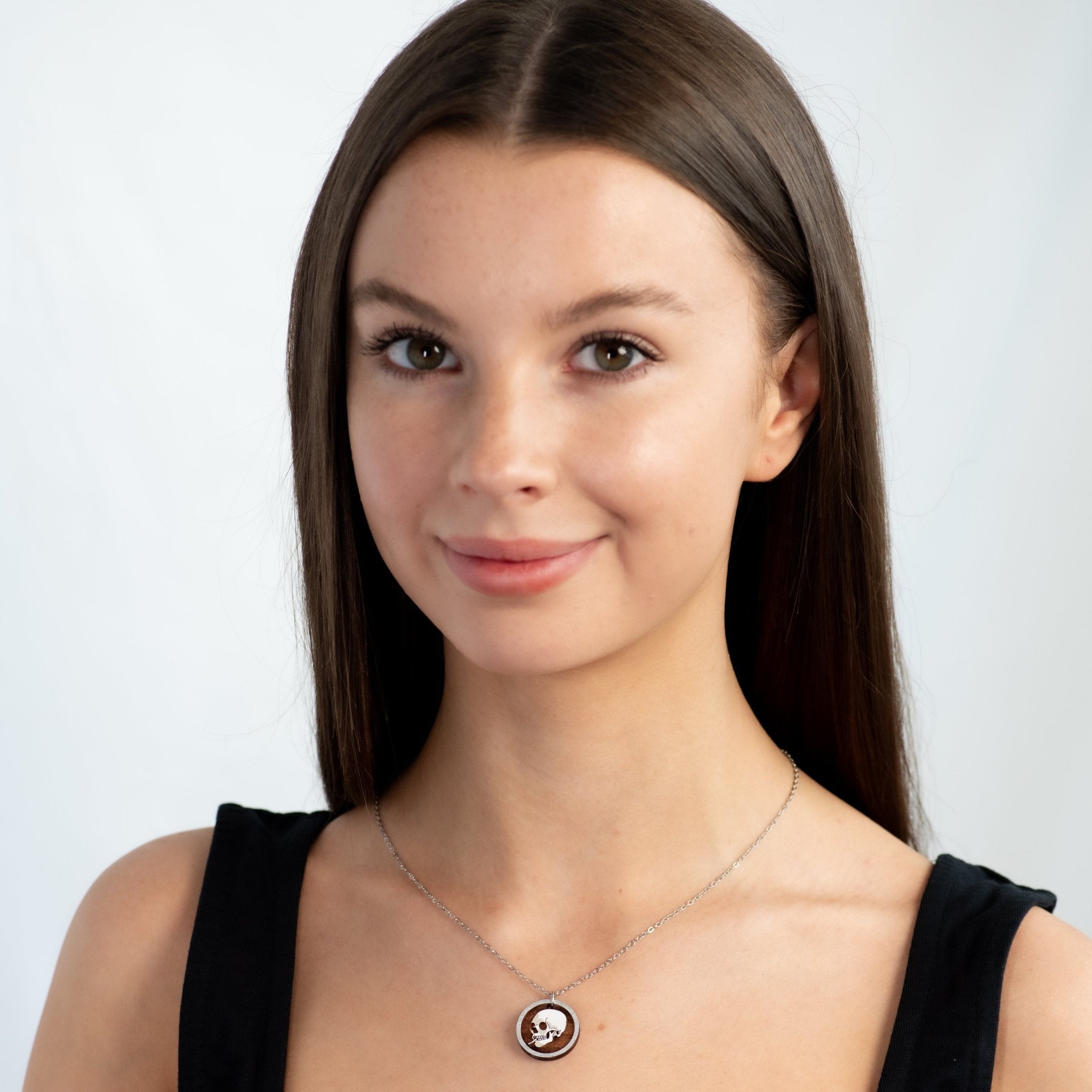 Hand - painted Wooden Smoking Skull Necklace - NT65309 - Robin Valley Official Store