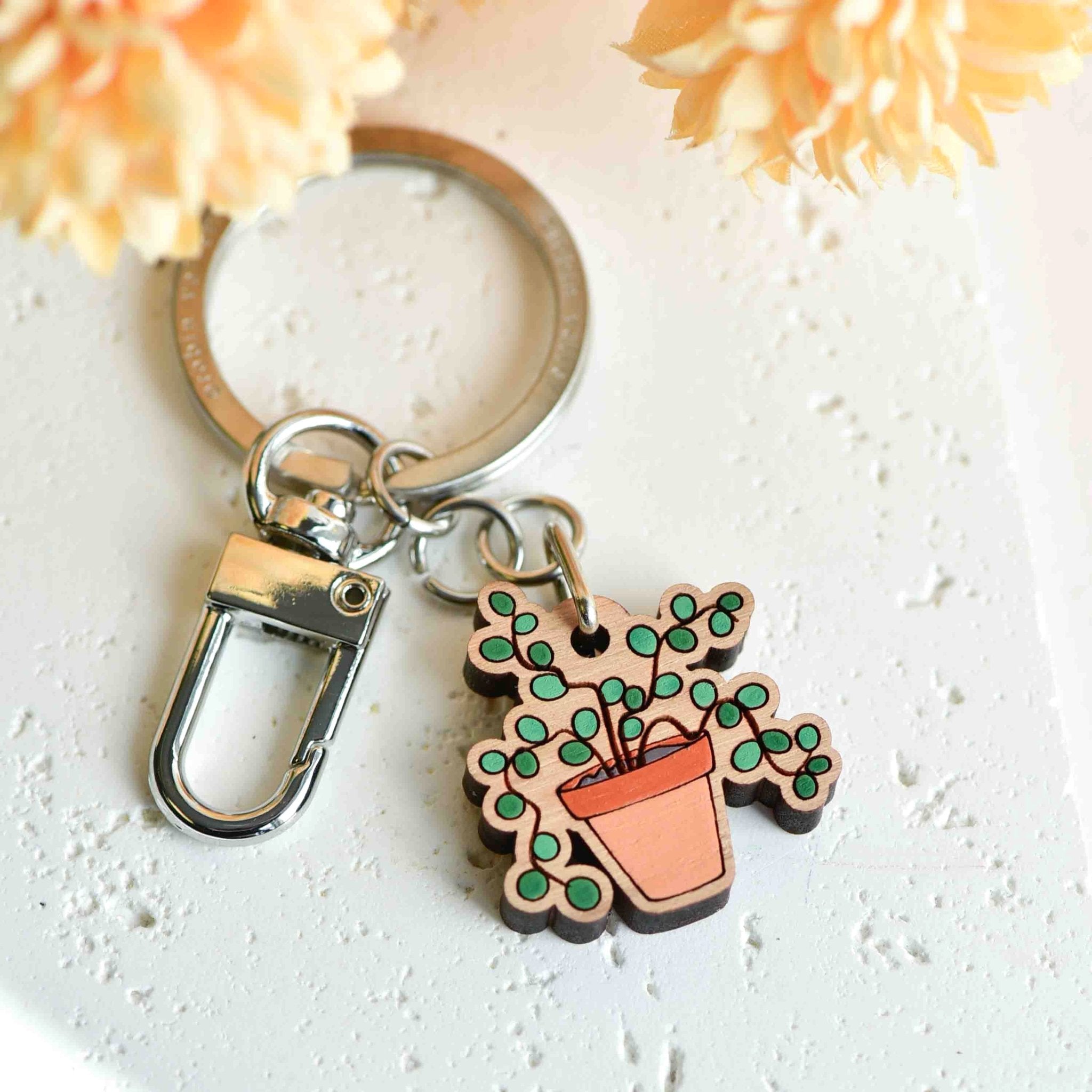 Hand - painted Wooden String of Pearl Keyring - KO24272 - Robin Valley Official Store