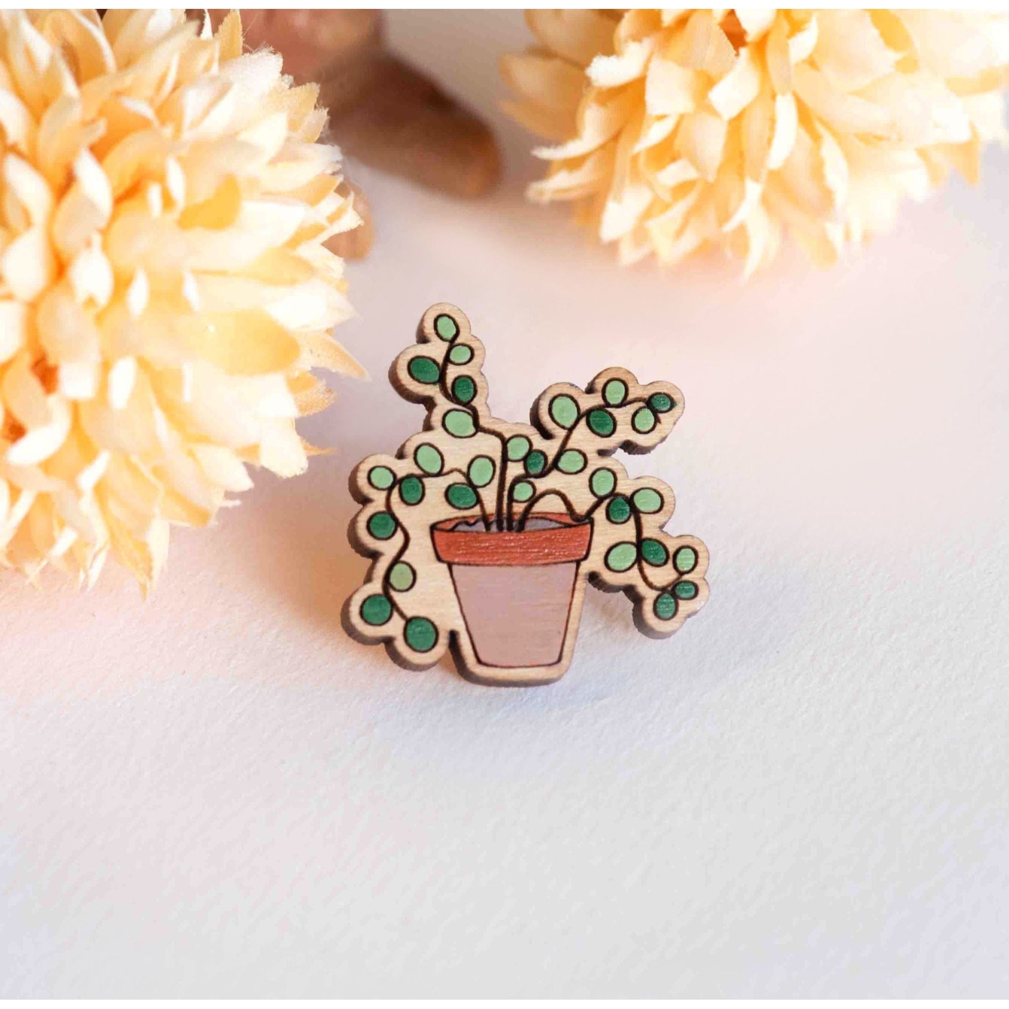 Hand - painted Wooden String of Pearls Pin Badge - PO44272 - Robin Valley Official Store