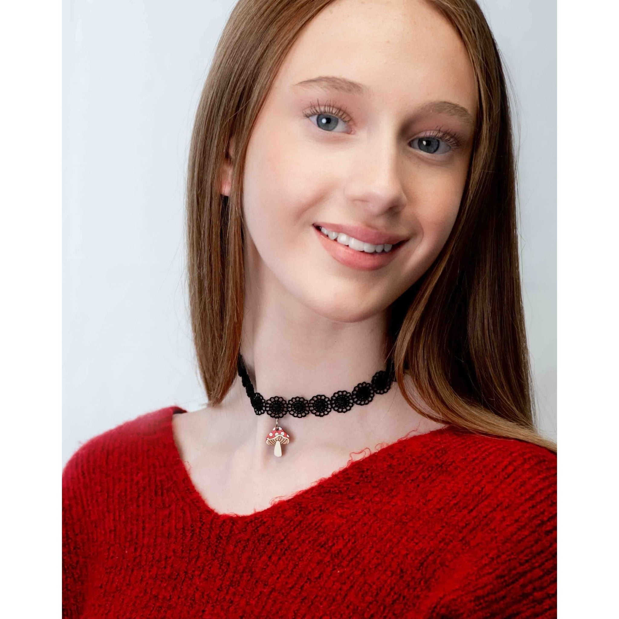 Hand Painted Wooden Toadstool Choker - CHO84248 - Robin Valley Official Store