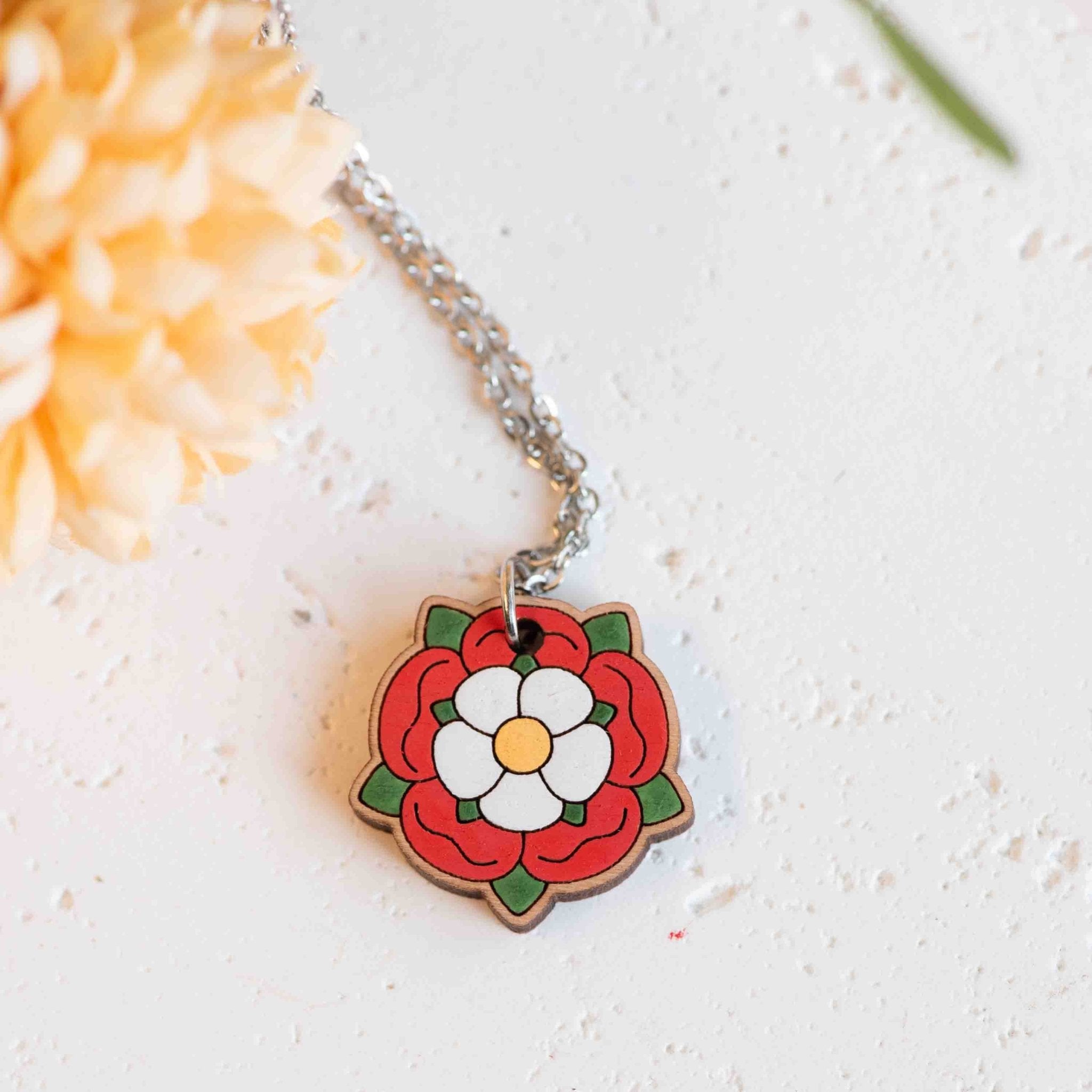 Hand - painted Wooden Tudor Rose Necklace - Robin Valley Official Store