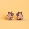 Hand-painted wooden earrings featuring a cute capybara design – lightweight, eco-friendly jewellery made from sustainable wood