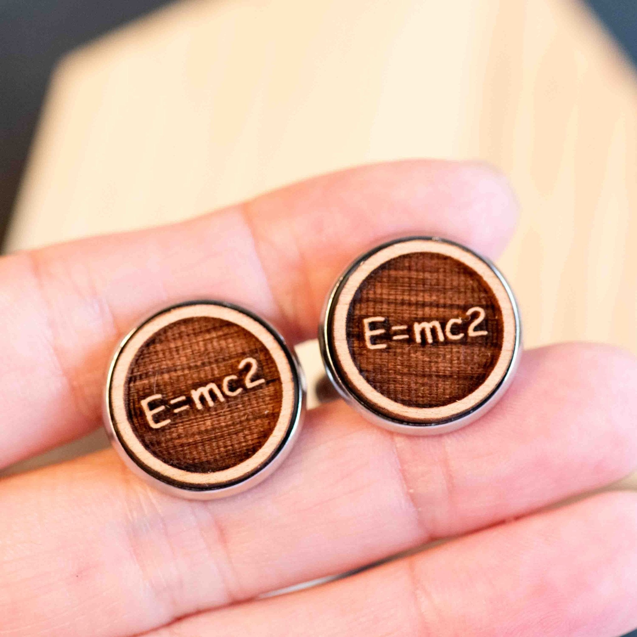 Handmade E=mc² Formula Wooden Cufflinks - CT35203 - Robin Valley Official Store