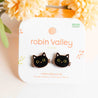 eco friendly cat earrings, cat lover gift, black cat with yellow eyes, witch jewellery