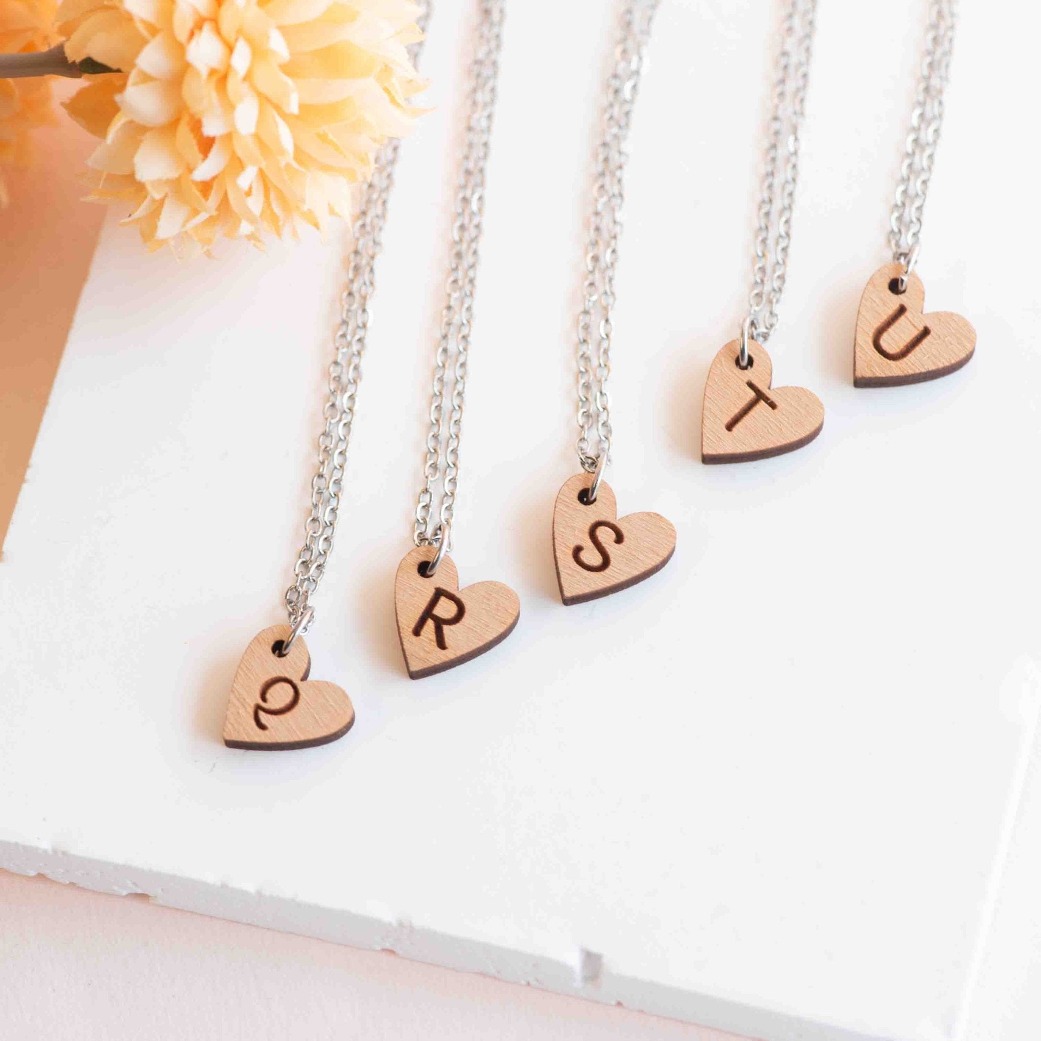 Heart Initial Wooden Necklace - Robin Valley Official Store