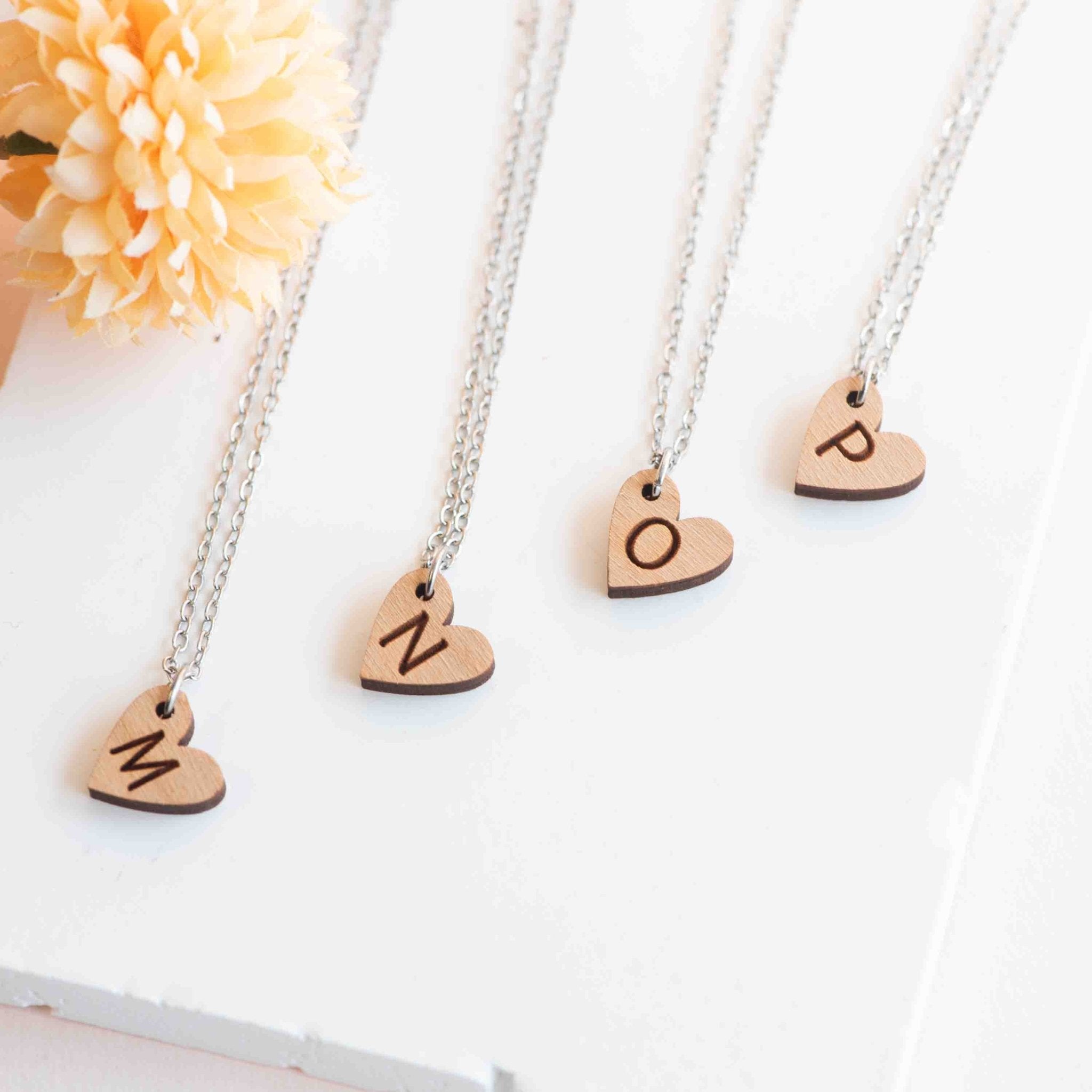 Heart Initial Wooden Necklace - Robin Valley Official Store