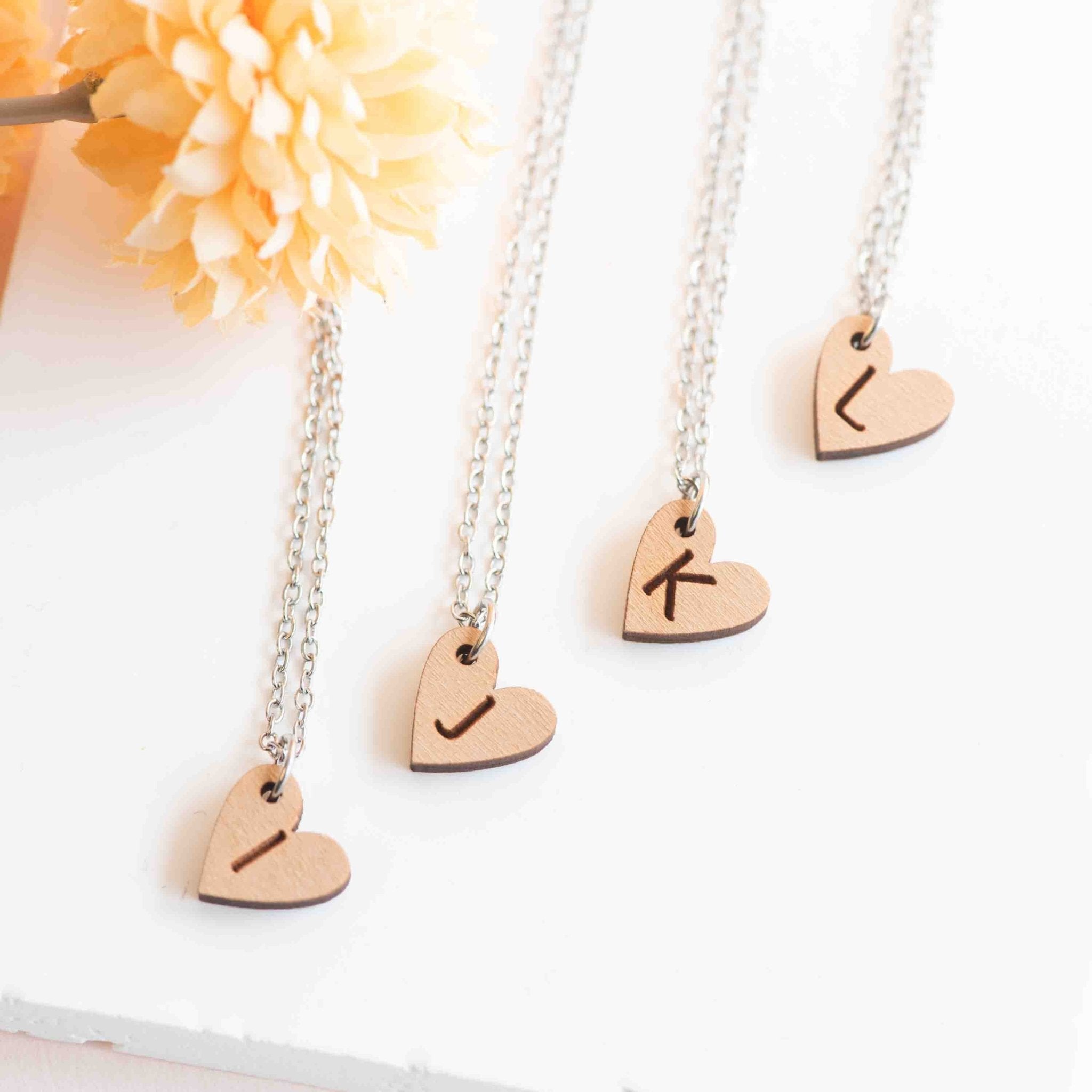 Heart Initial Wooden Necklace - Robin Valley Official Store
