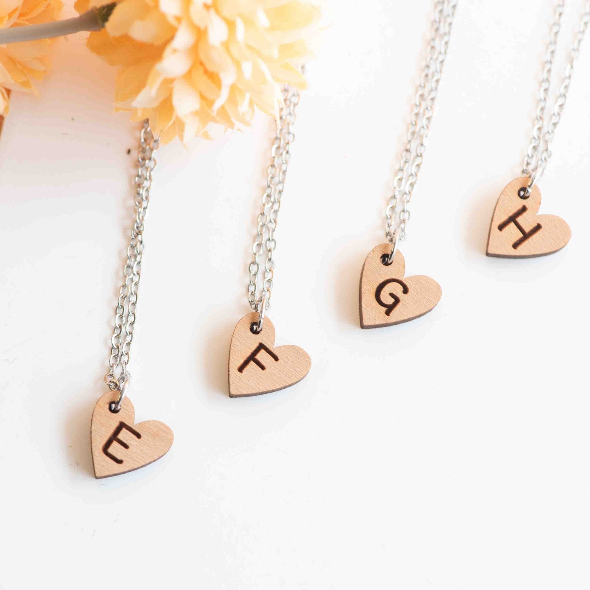 Heart Initial Wooden Necklace - Robin Valley Official Store
