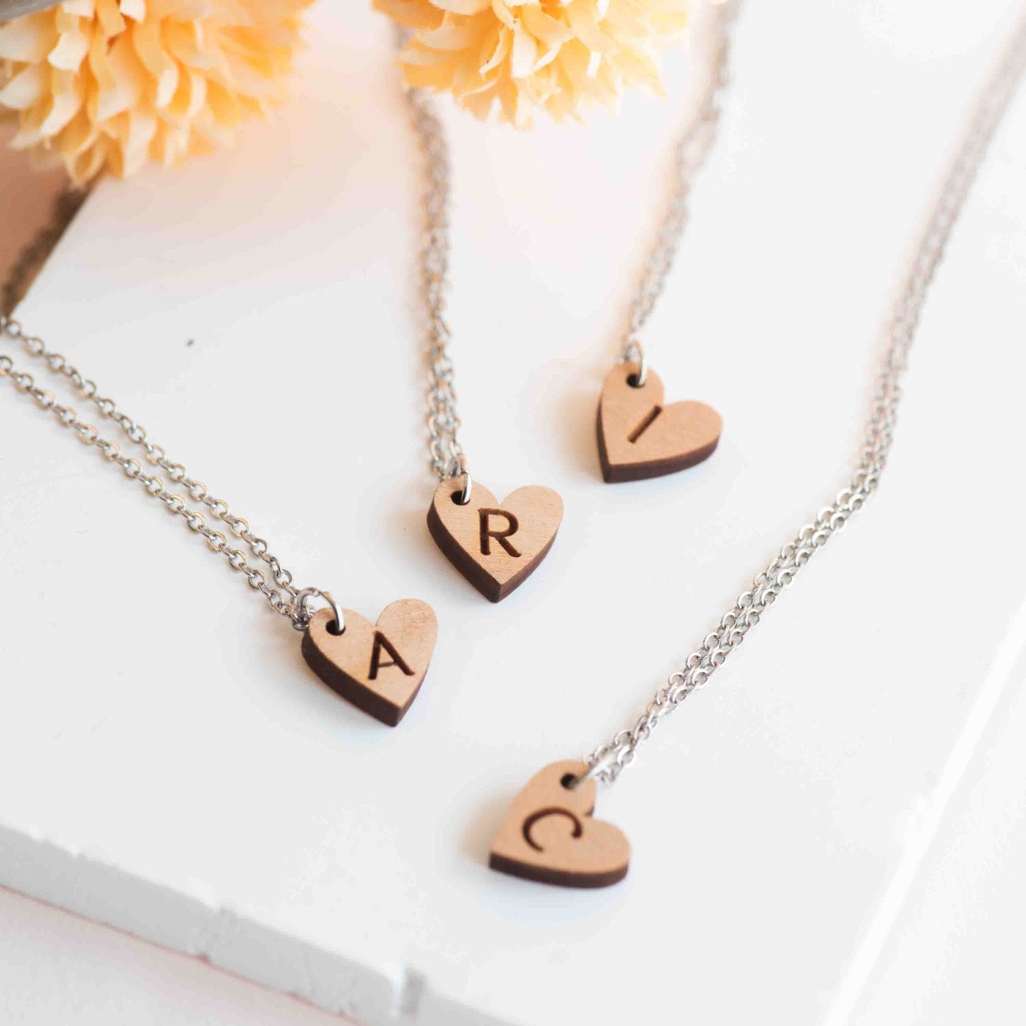 Heart Initial Wooden Necklace - Robin Valley Official Store