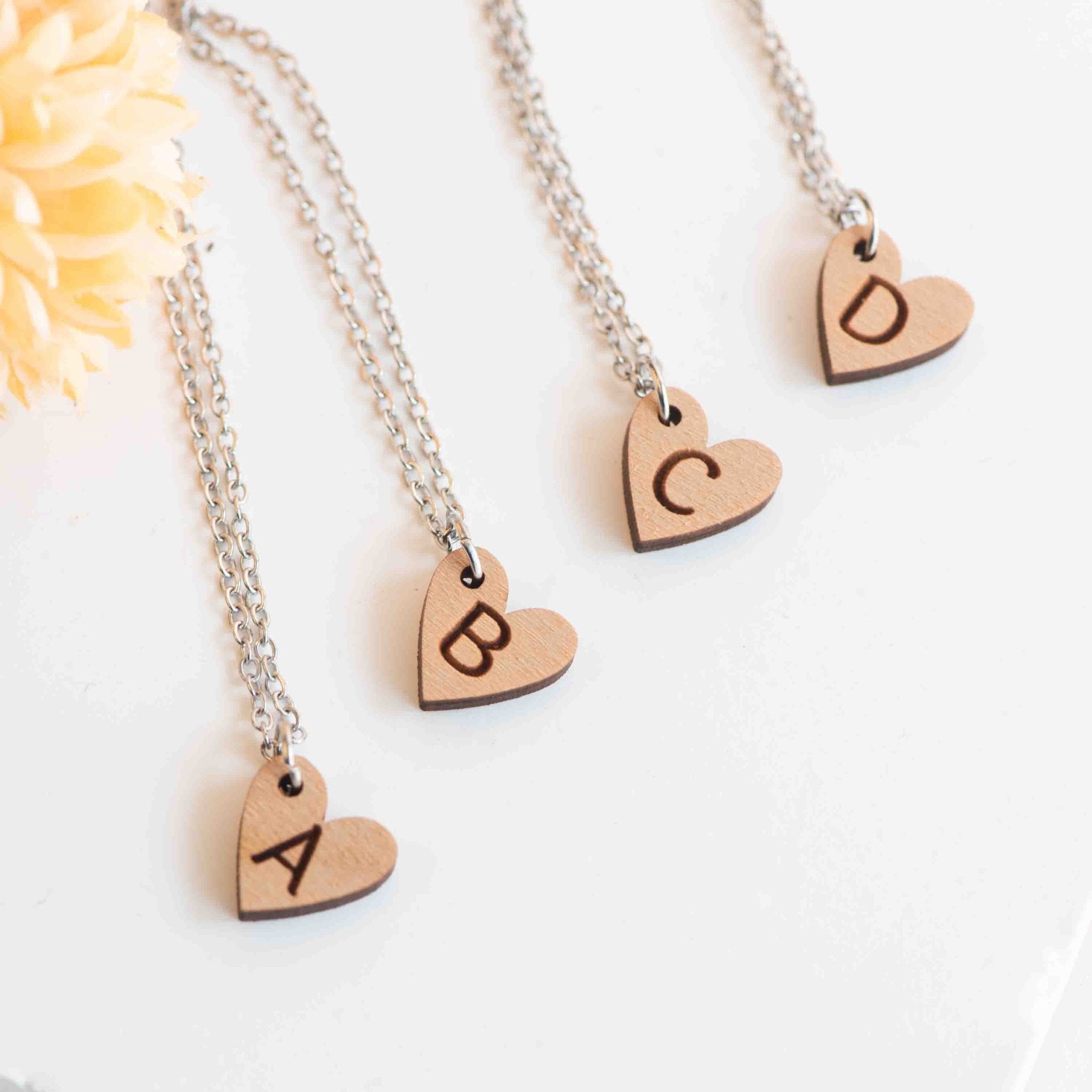 Heart Initial Wooden Necklace - Robin Valley Official Store