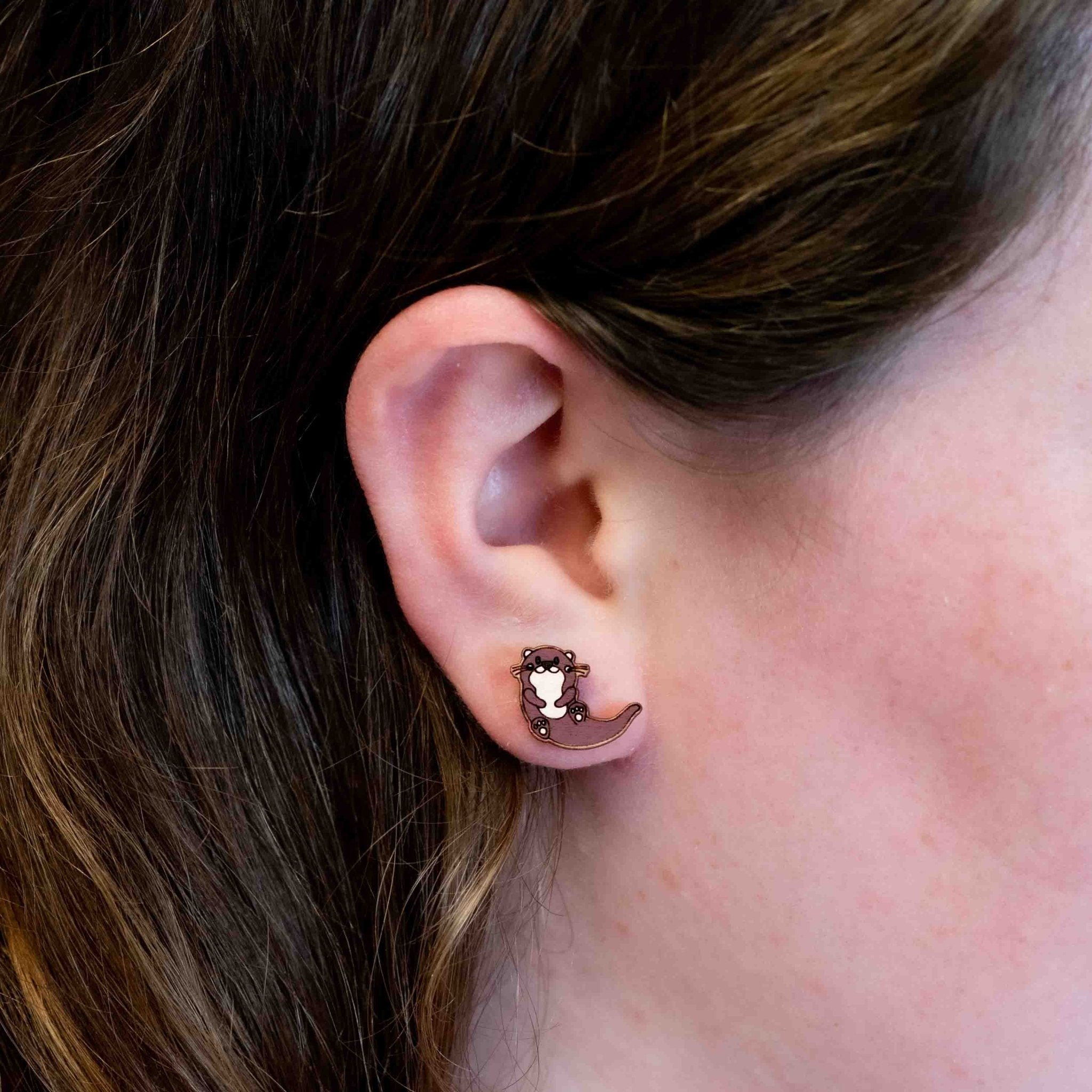 Otter Wooden Earrings - Robin Valley Official Store