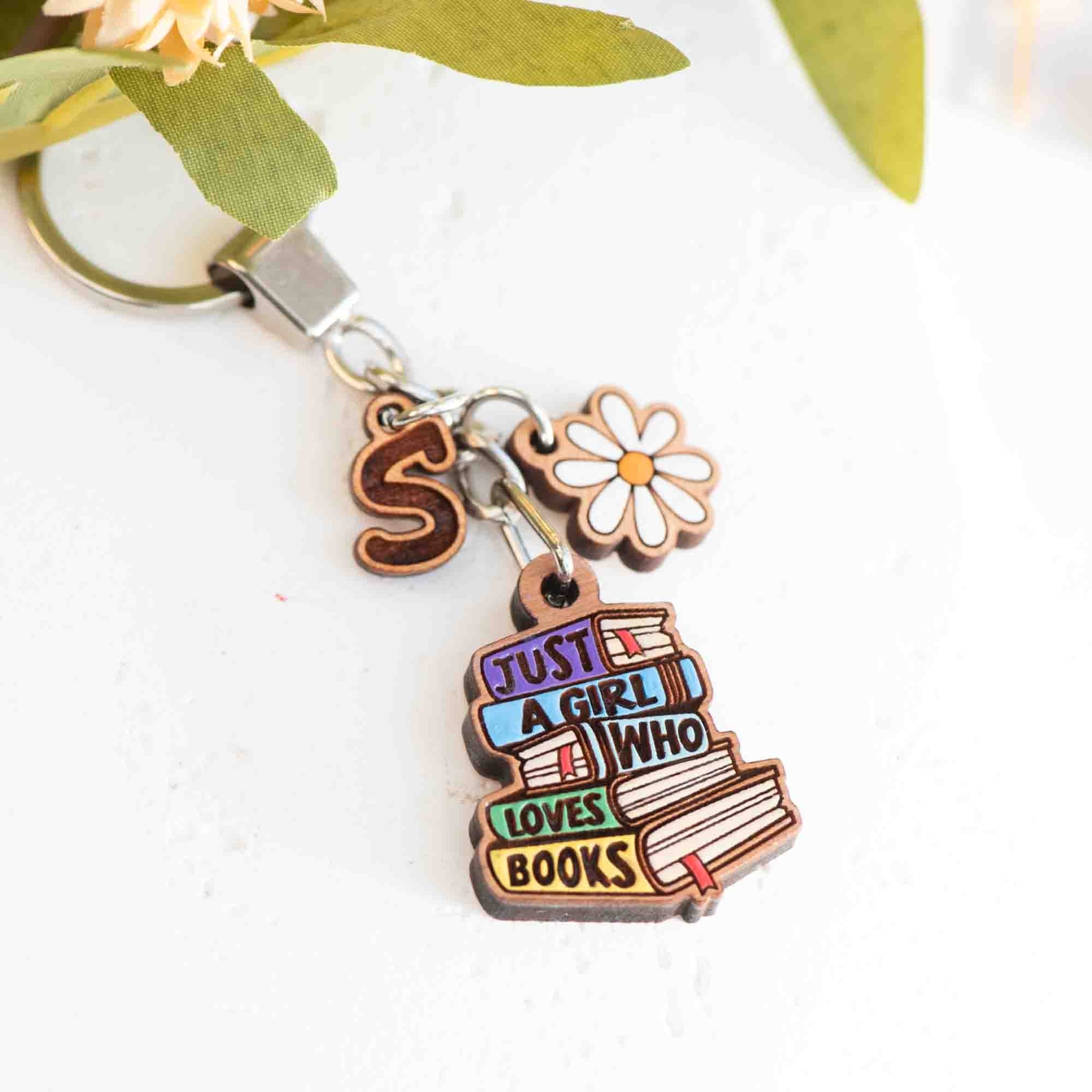 Personalised Just a Girl Who Loves Books Keyring - CUS10001 - Robin Valley Official Store