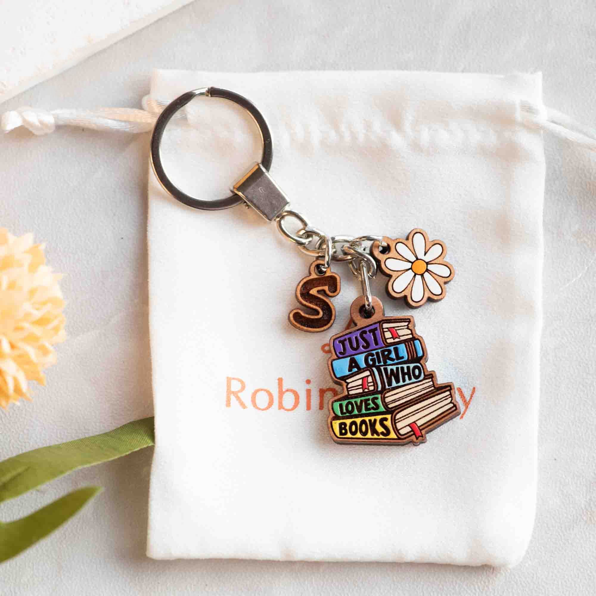 Personalised Just a Girl Who Loves Books Keyring - CUS10001 - Robin Valley Official Store