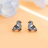 wood pigeon earrings, wooden handmade stud earrings, pigeon lovers gift idea