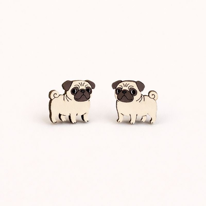 Pug Wooden Earrings - Robin Valley Official Store