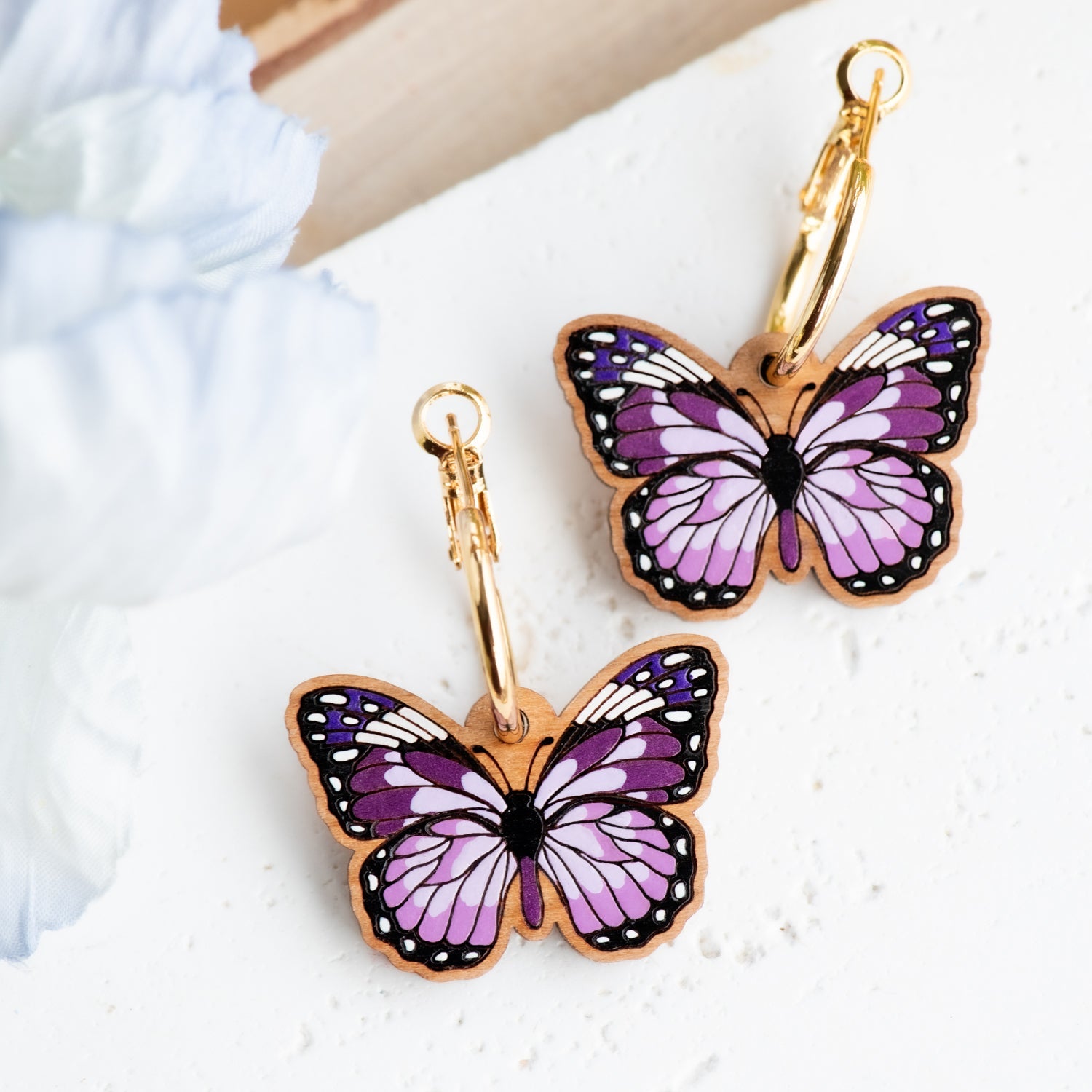 Purple Butterfly Hoop Earrings - Robin Valley Official Store