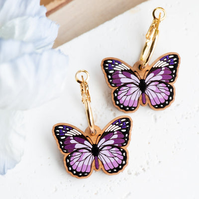 Purple Butterfly Hoop Earrings - Robin Valley Official Store