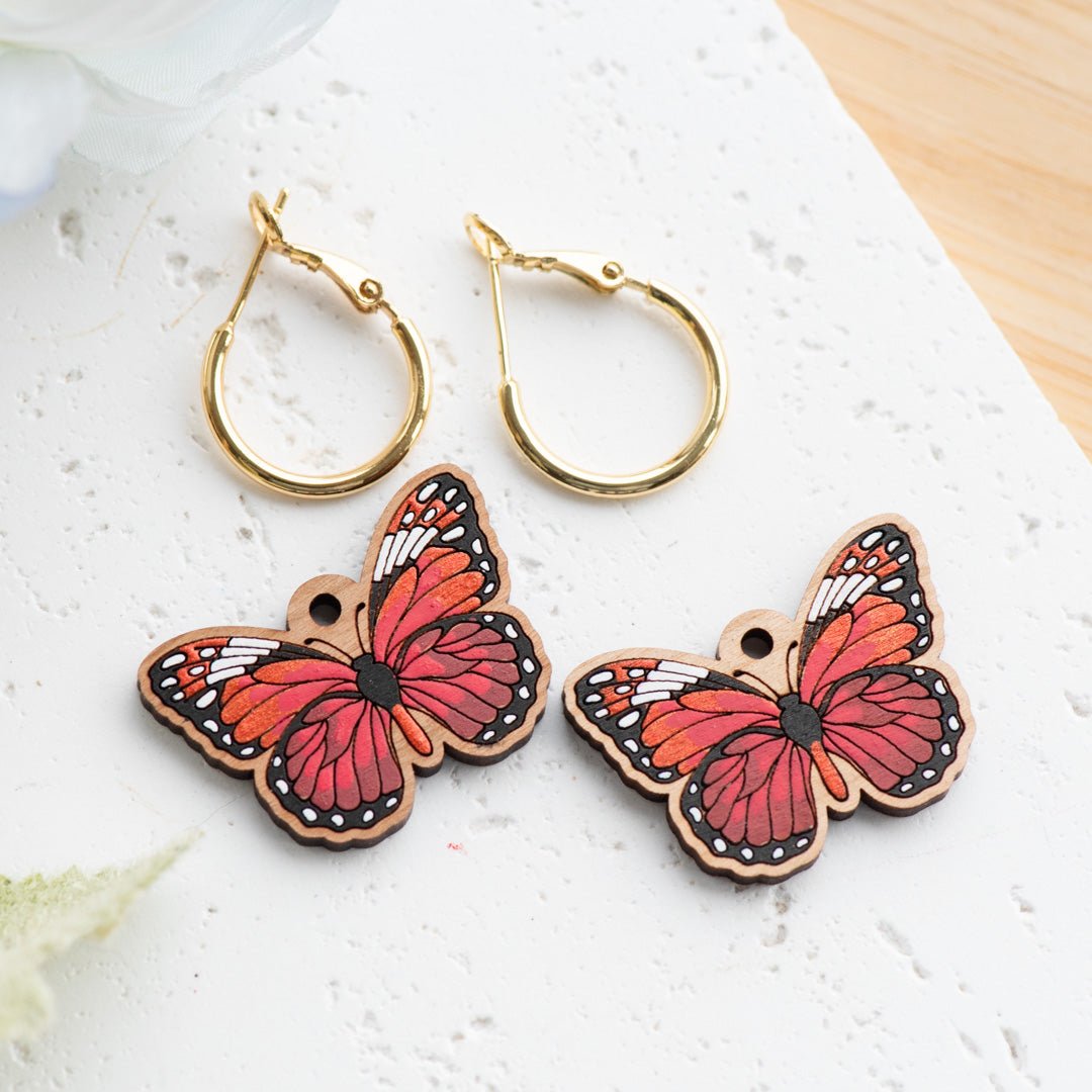 Red Butterfly Hoop Earrings - Robin Valley Official Store
