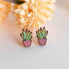 wooden snake plant earrings, indoor plant lovers gift