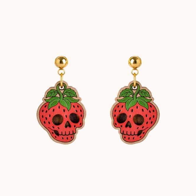Strawberry Skull Drop Earrings - Robin Valley Official Store