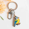 Handcrafted wooden keyring featuring a colourful Blue Tit – ideal eco gift for bird enthusiasts