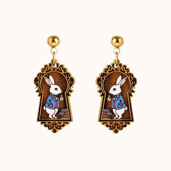 Through the Keyhole Rabbit Drop Earrings - Robin Valley Official Store