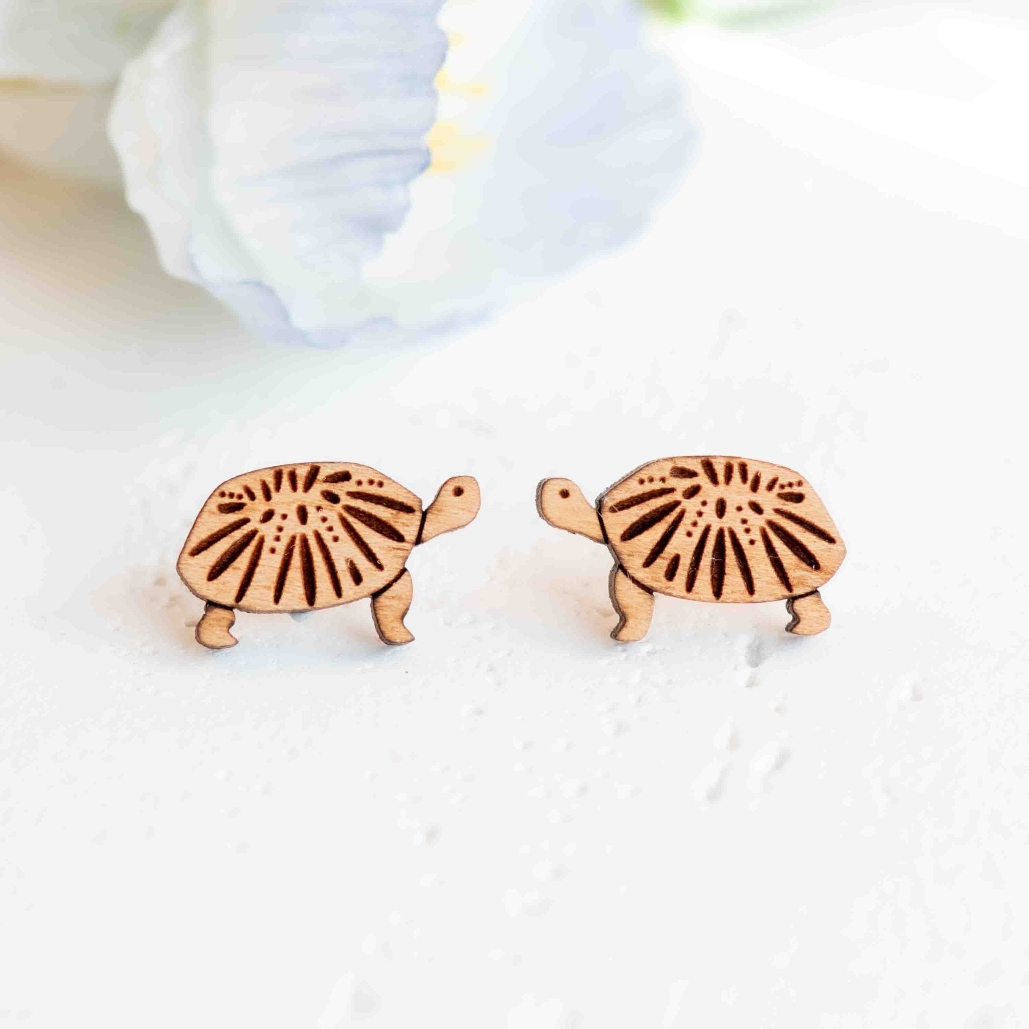 Tortoise Wooden Stud Earrings - EL10413 - Robin Valley Official Store