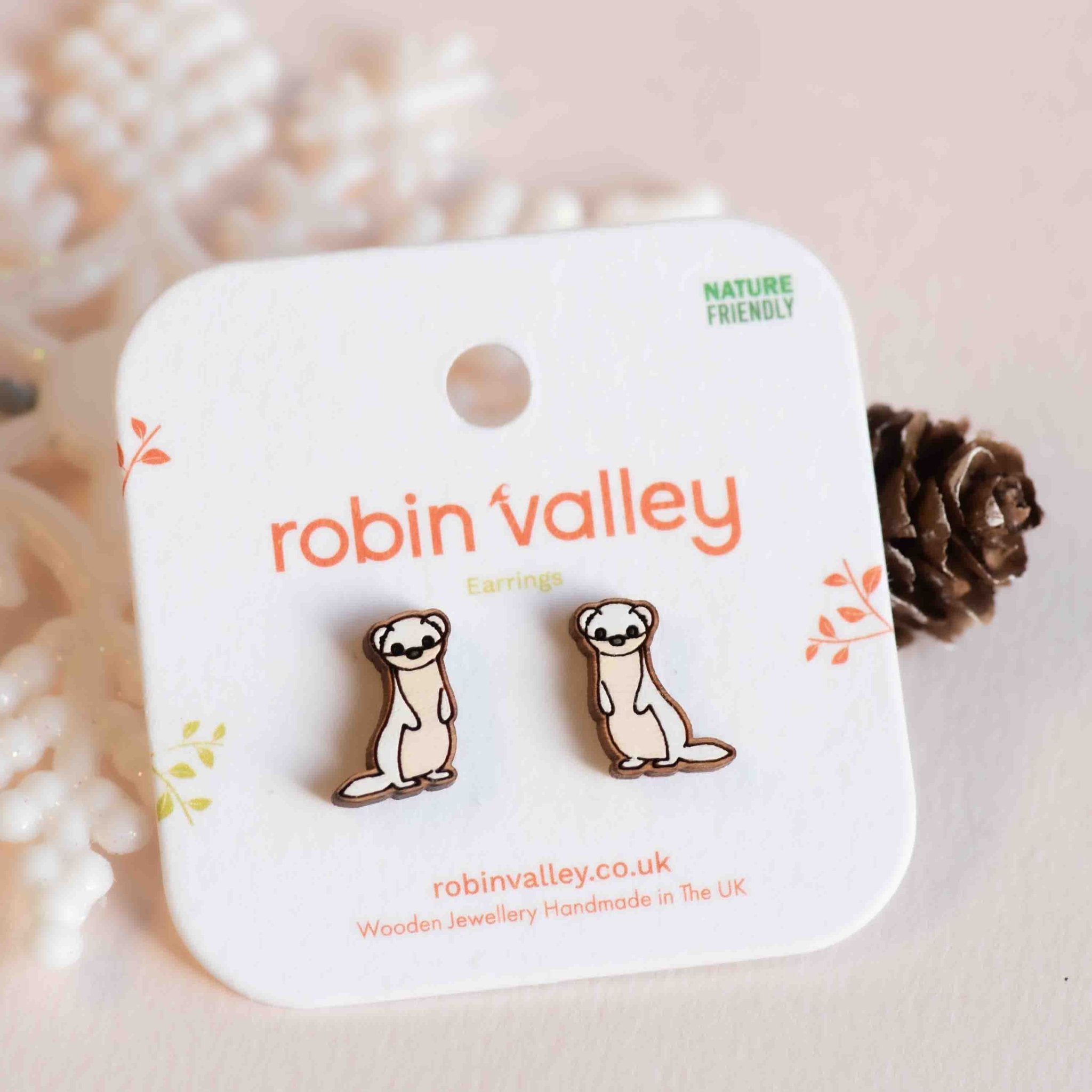 White Ferret Earrings - Robin Valley Official Store