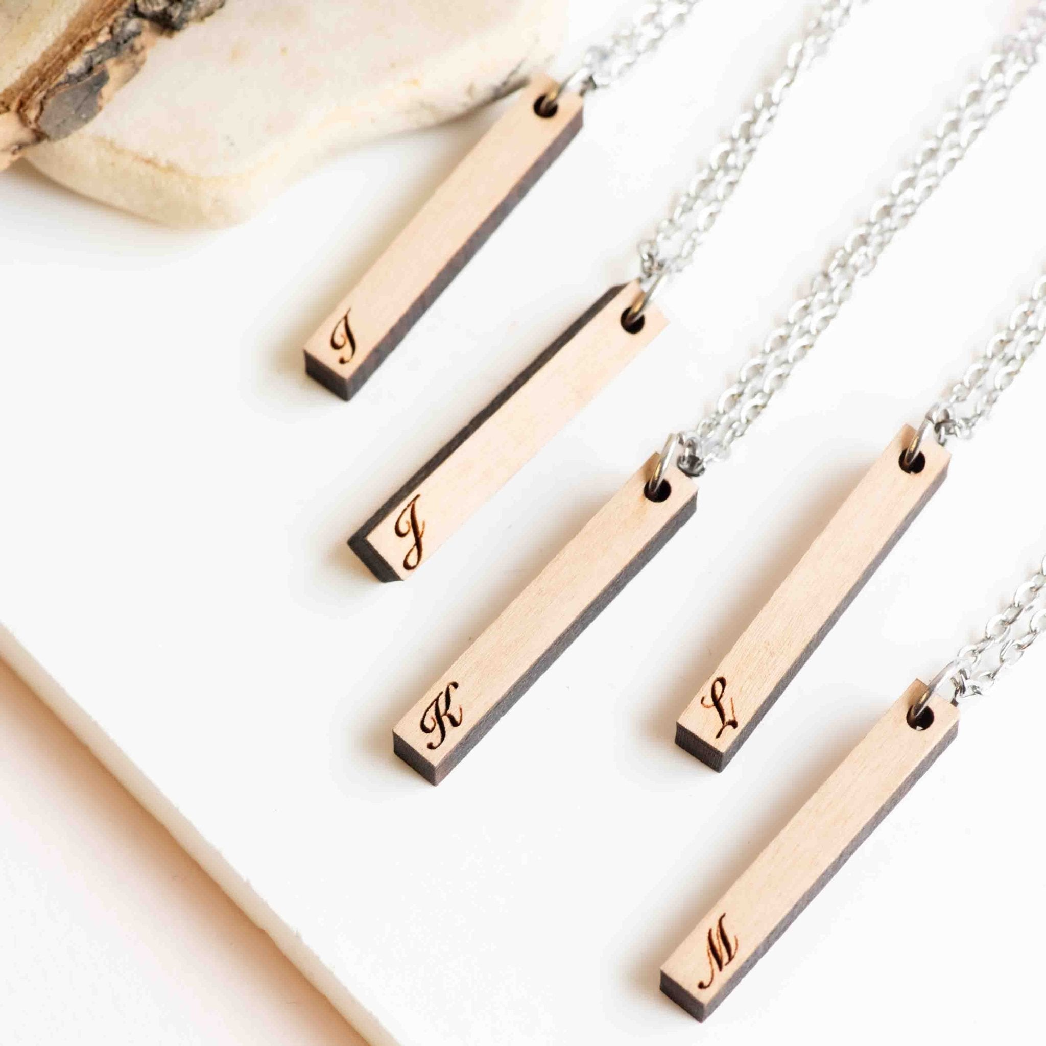 Wooden Bar Initial Necklace - Robin Valley Official Store