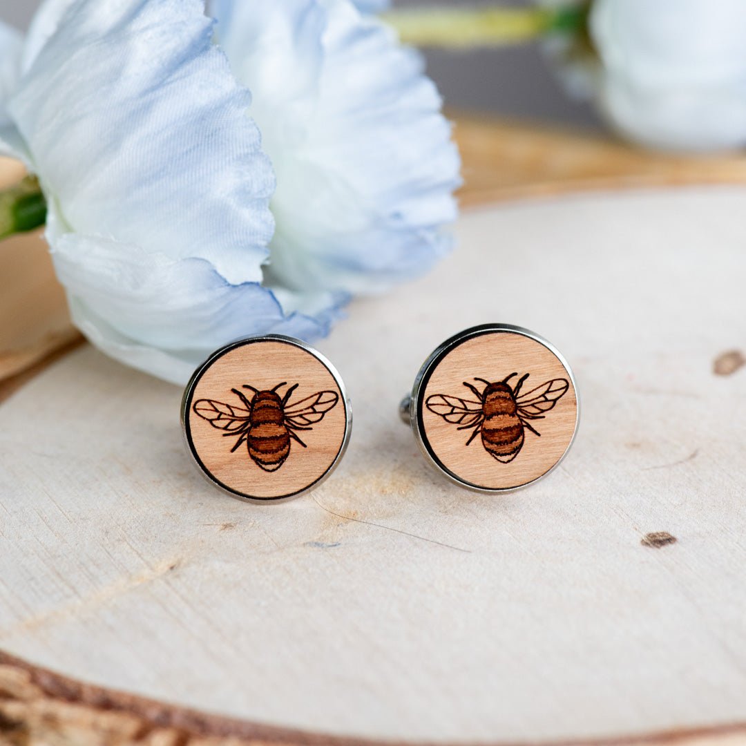 Wooden Bumble Bee Cufflink - Robin Valley Official Store