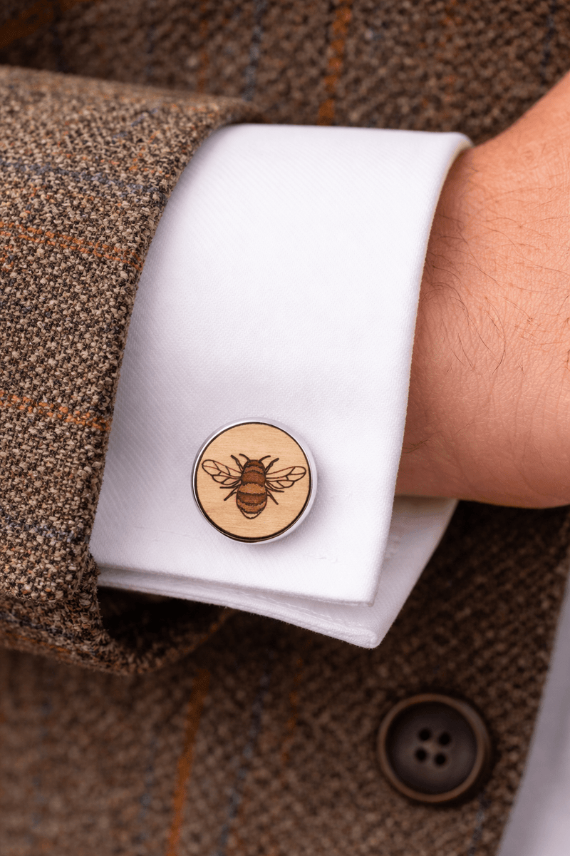 Wooden Bumble Bee Cufflink - Robin Valley Official Store