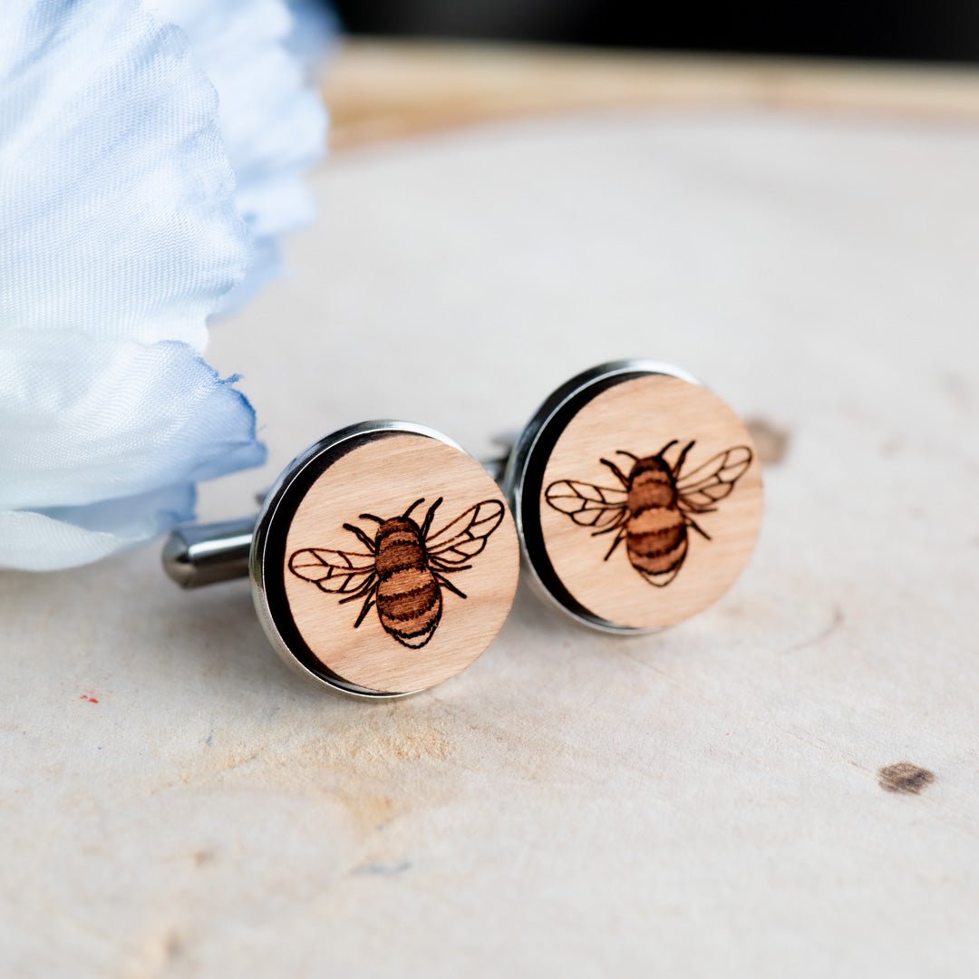 Wooden Bumble Bee Cufflink - Robin Valley Official Store
