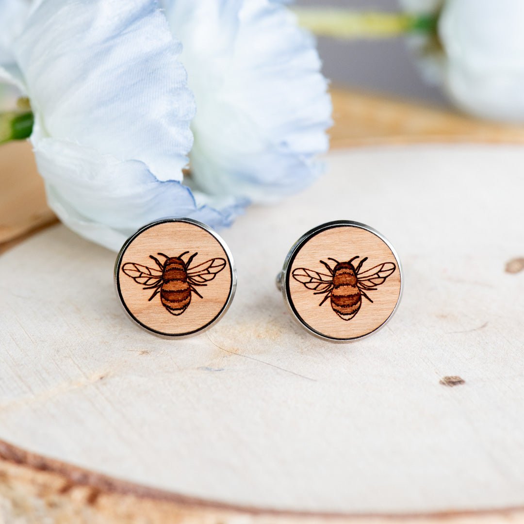 Wooden Bumble Bee Cufflink - Robin Valley Official Store