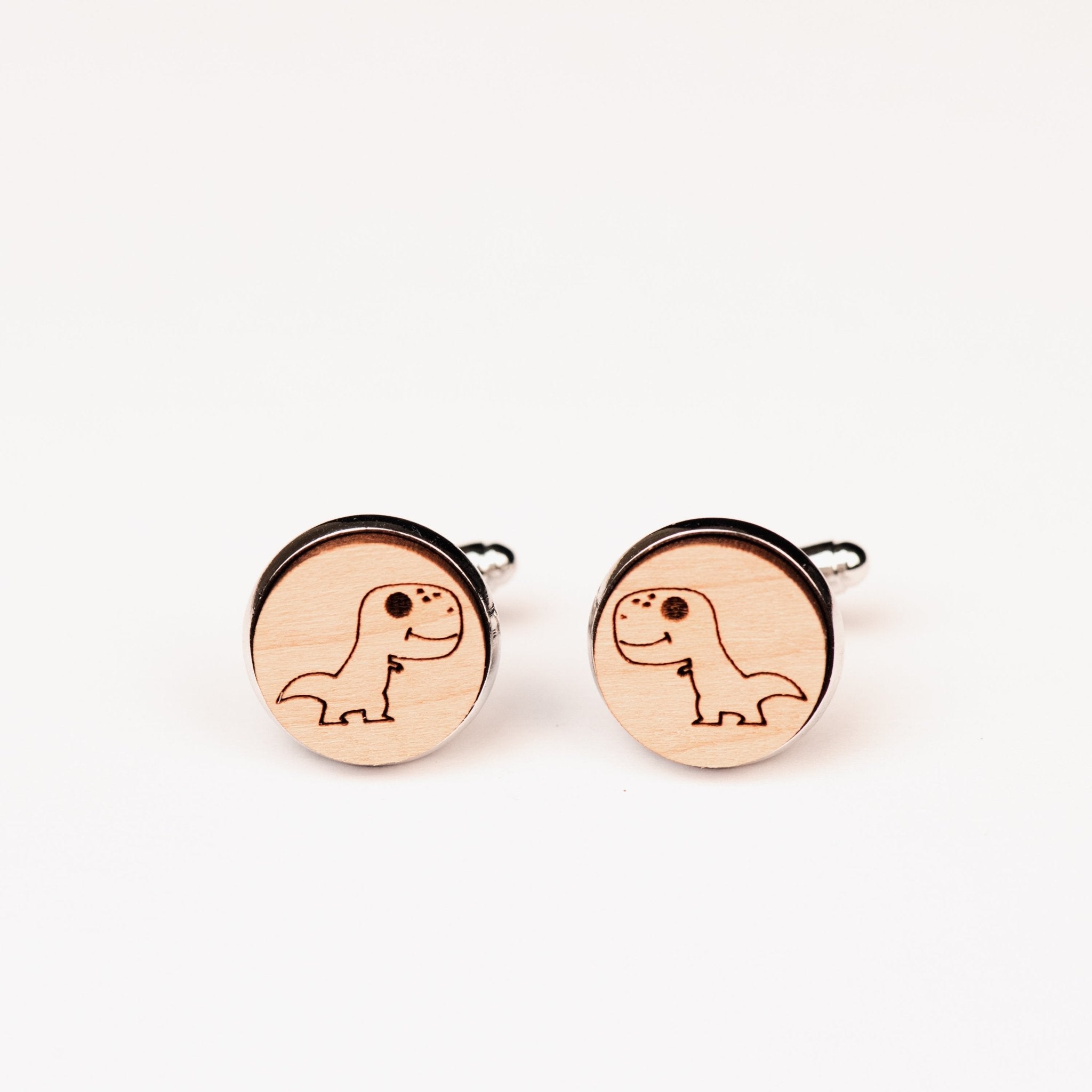 Baby T-Rex Cherry Wood Cufflinks - CO34006 - Robin Valley Official Store