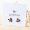 Billy Goat Cherry Wood Stud Earrings - EL10137 - Robin Valley Official Store
