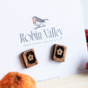 Black Magic Book Halloween Cherry Wood Stud Earrings - ET15061 - Robin Valley Official Store