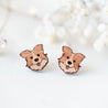Border Collie Dog 2 Cherry Wood Stud Earrings - EL10068 - Robin Valley Official Store