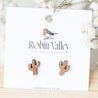 Cactus 2 Cherry Wood Stud Earrings - EO14049 - Robin Valley Official Store