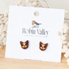 Cat Skull Cherry Wood Stud Earrings -EL10143 - Robin Valley Official Store